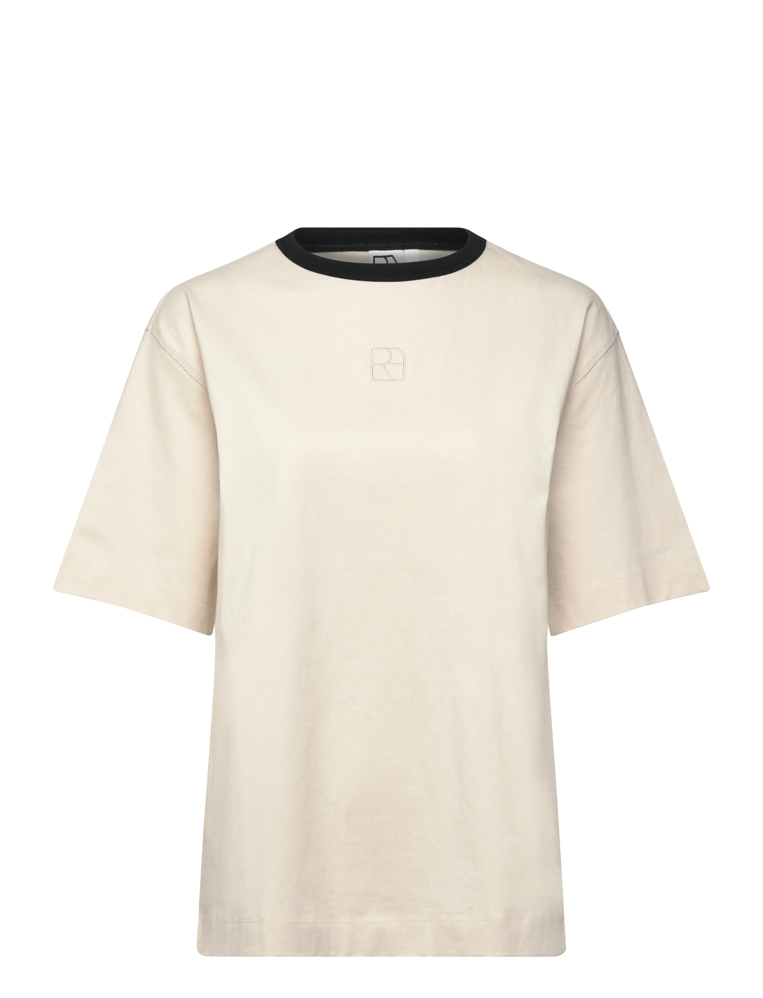 ROUGE EDIT ROUNAOMI 2/4 O-NECK OVERSIZED TEE - Festival outfit - BIRCH / cream