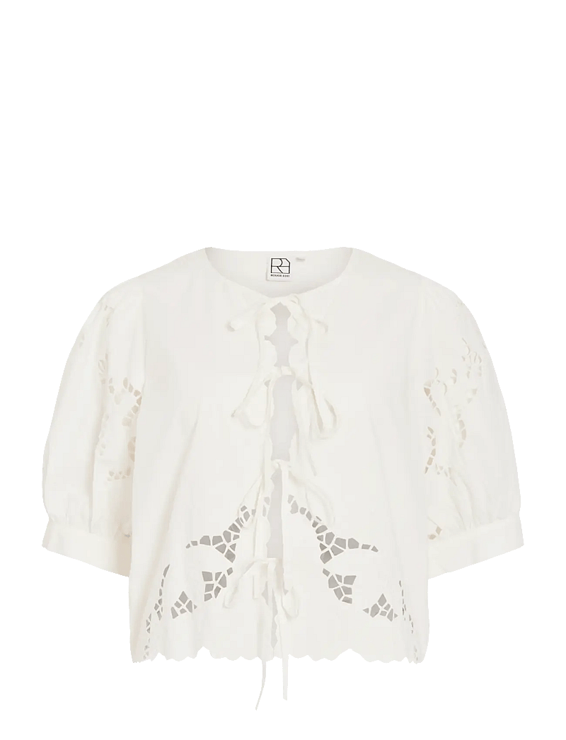 ROUGE EDIT - ROUSCARLET 2/4 O-NECK TOP - short-sleeved blouses - cloud dancer - 1