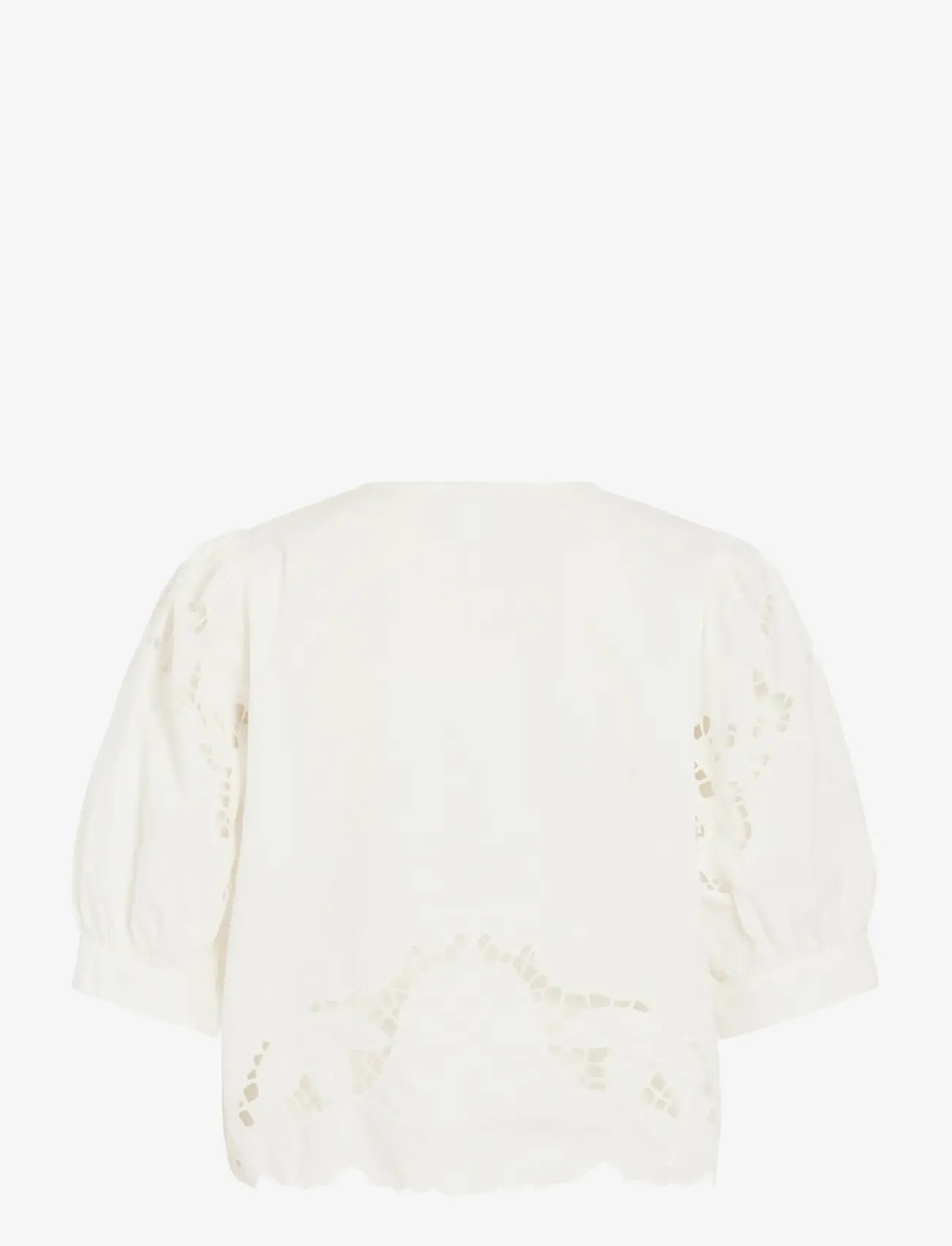 ROUGE EDIT - ROUSCARLET 2/4 O-NECK TOP - short-sleeved blouses - cloud dancer - 2
