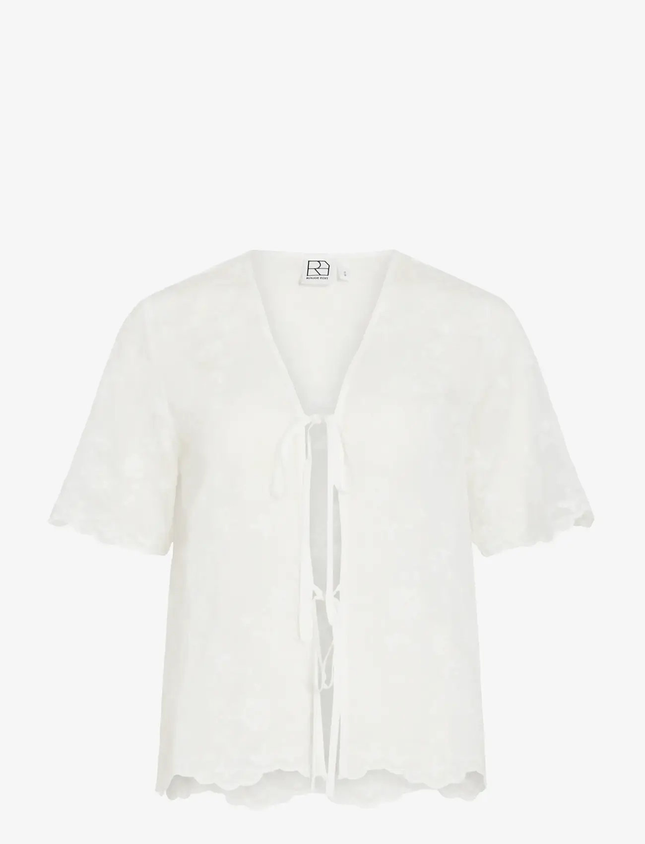 ROUGE EDIT - ROUKAIA 2/4 V-NECK TOP - kortærmede bluser - cloud dancer - 1