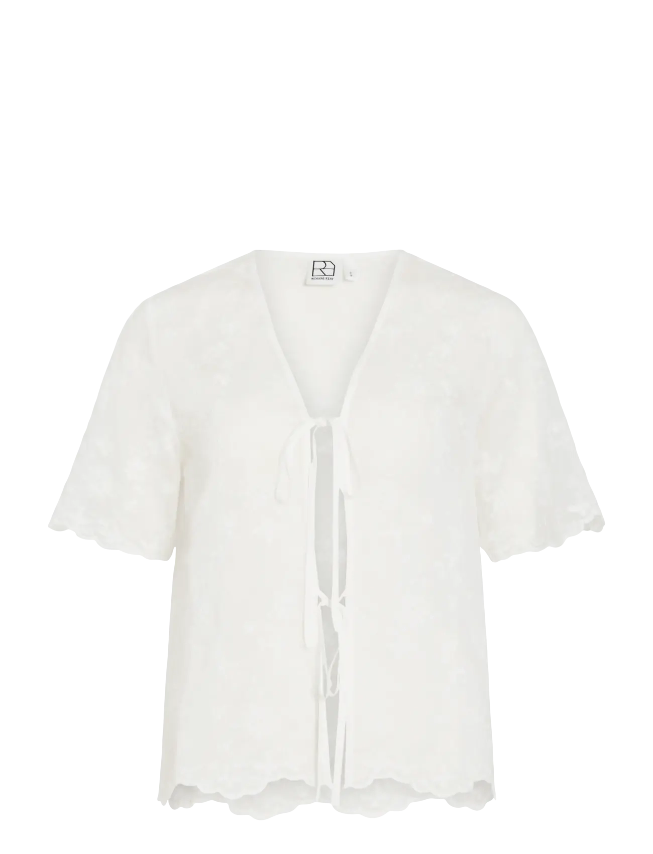 ROUGE EDIT ROUKAIA 2/4 V-NECK TOP - ROUGE EDIT - CLOUD DANCER / white