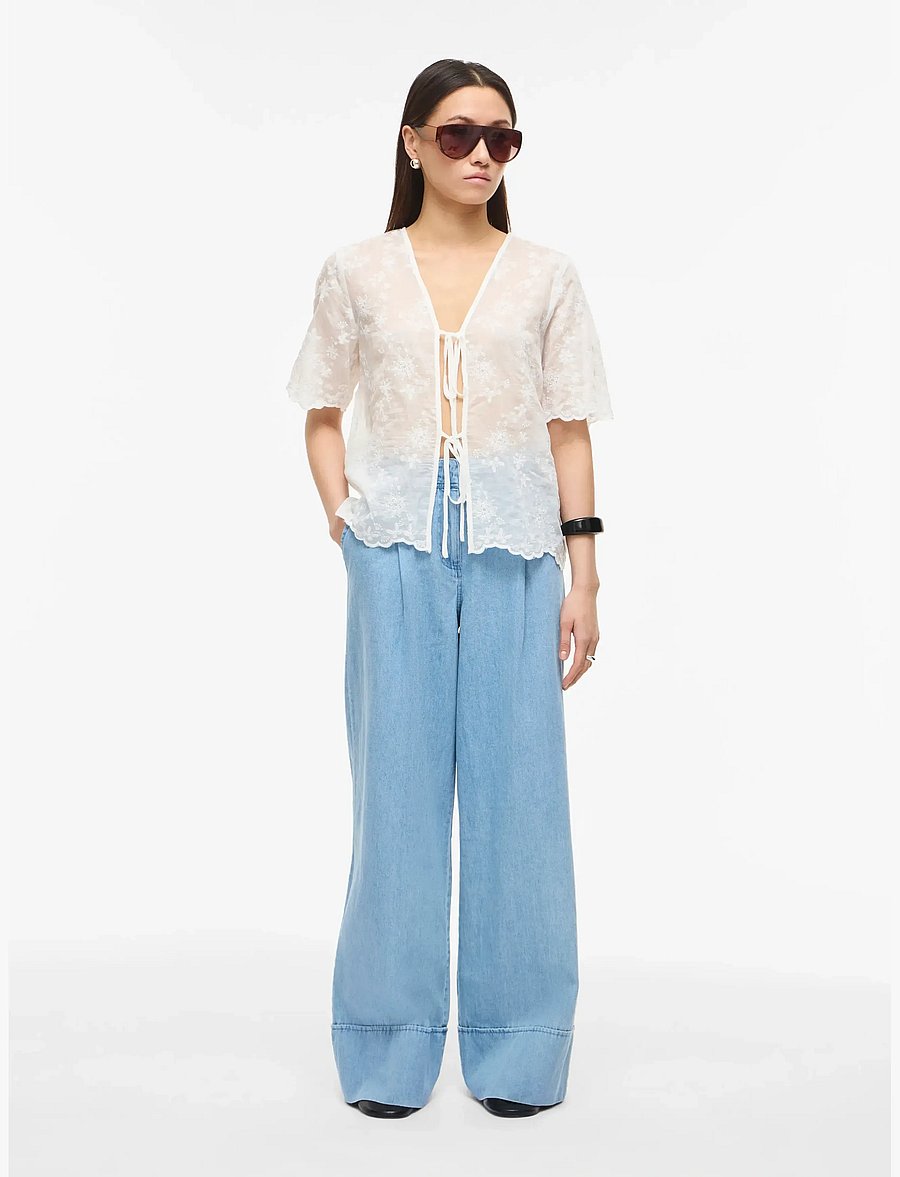 ROUGE EDIT - ROUKAIA 2/4 V-NECK TOP - bluzki z krótkim rękawem - cloud dancer - 4