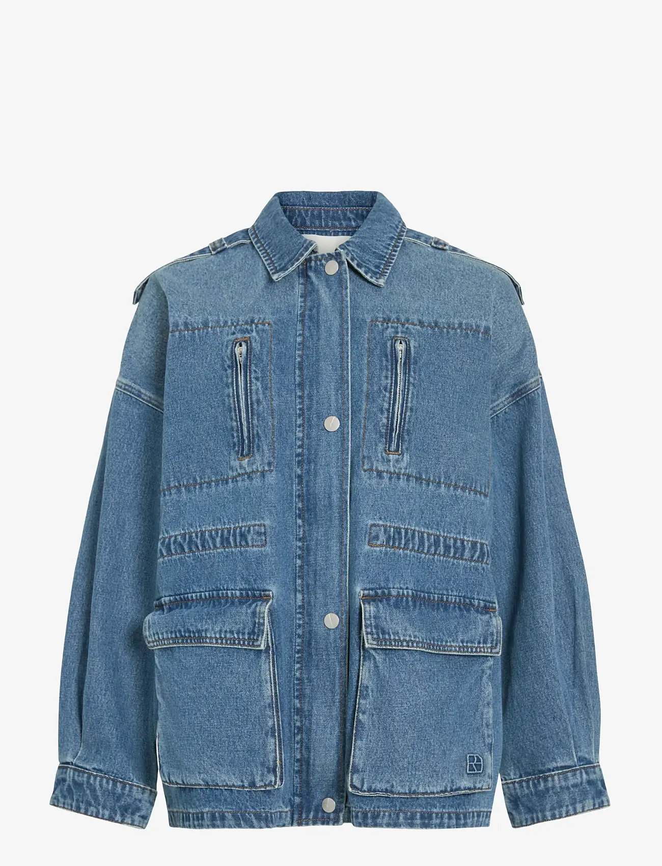ROUGE EDIT - ROURAMONAS L/S DENIM JACKET/PF - vårjackor - dark medium blue denim - 1