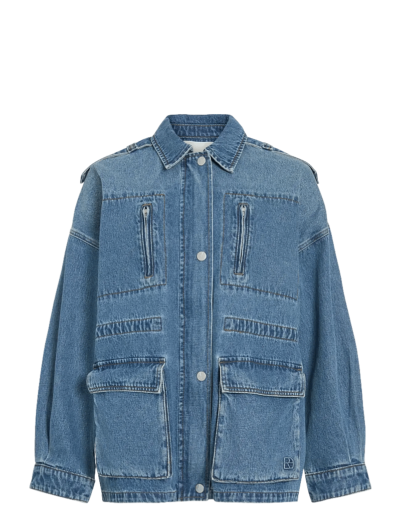 ROUGE EDIT - ROURAMONAS L/S DENIM JACKET/PF - vårjackor - dark medium blue denim - 1