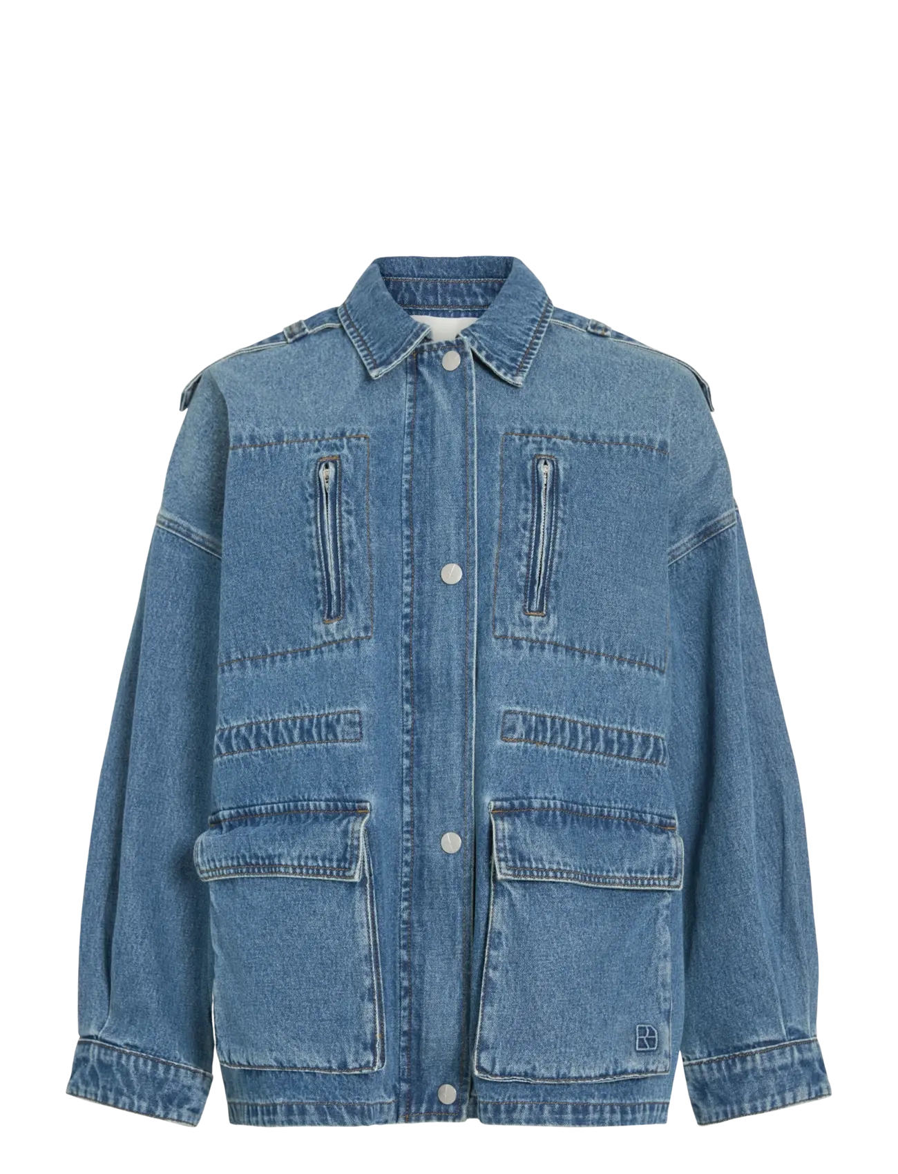 ROUGE EDIT - ROURAMONAS L/S DENIM JACKET/PF - vestes de printemps - dark medium blue denim - 1
