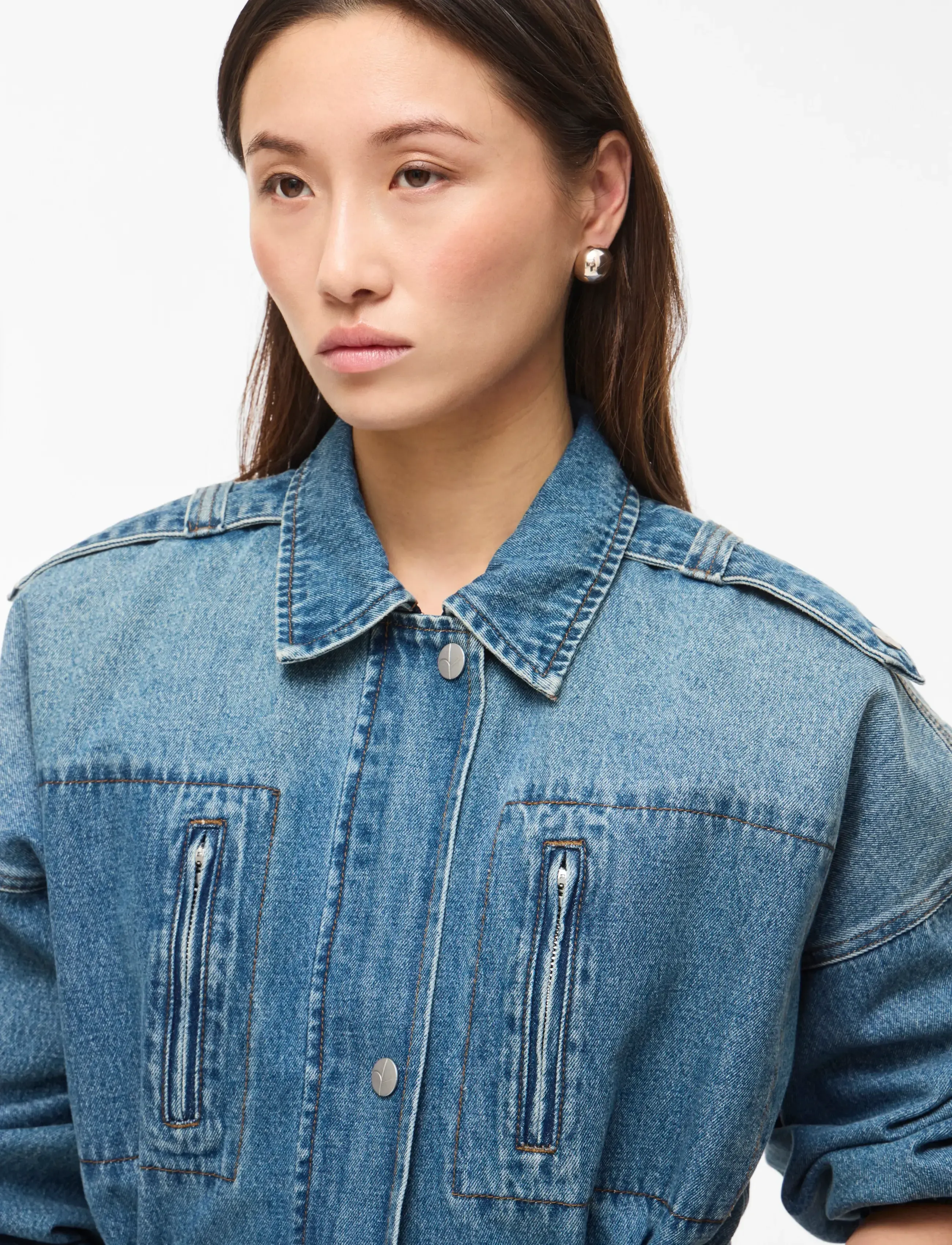 ROUGE EDIT - ROURAMONAS L/S DENIM JACKET/PF - vestes de printemps - dark medium blue denim - 3