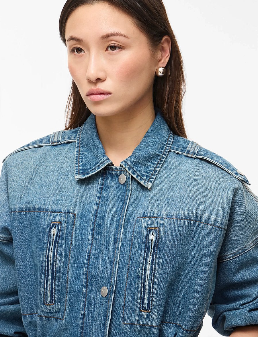 ROUGE EDIT - ROURAMONAS L/S DENIM JACKET/PF - vestes de printemps - dark medium blue denim - 3