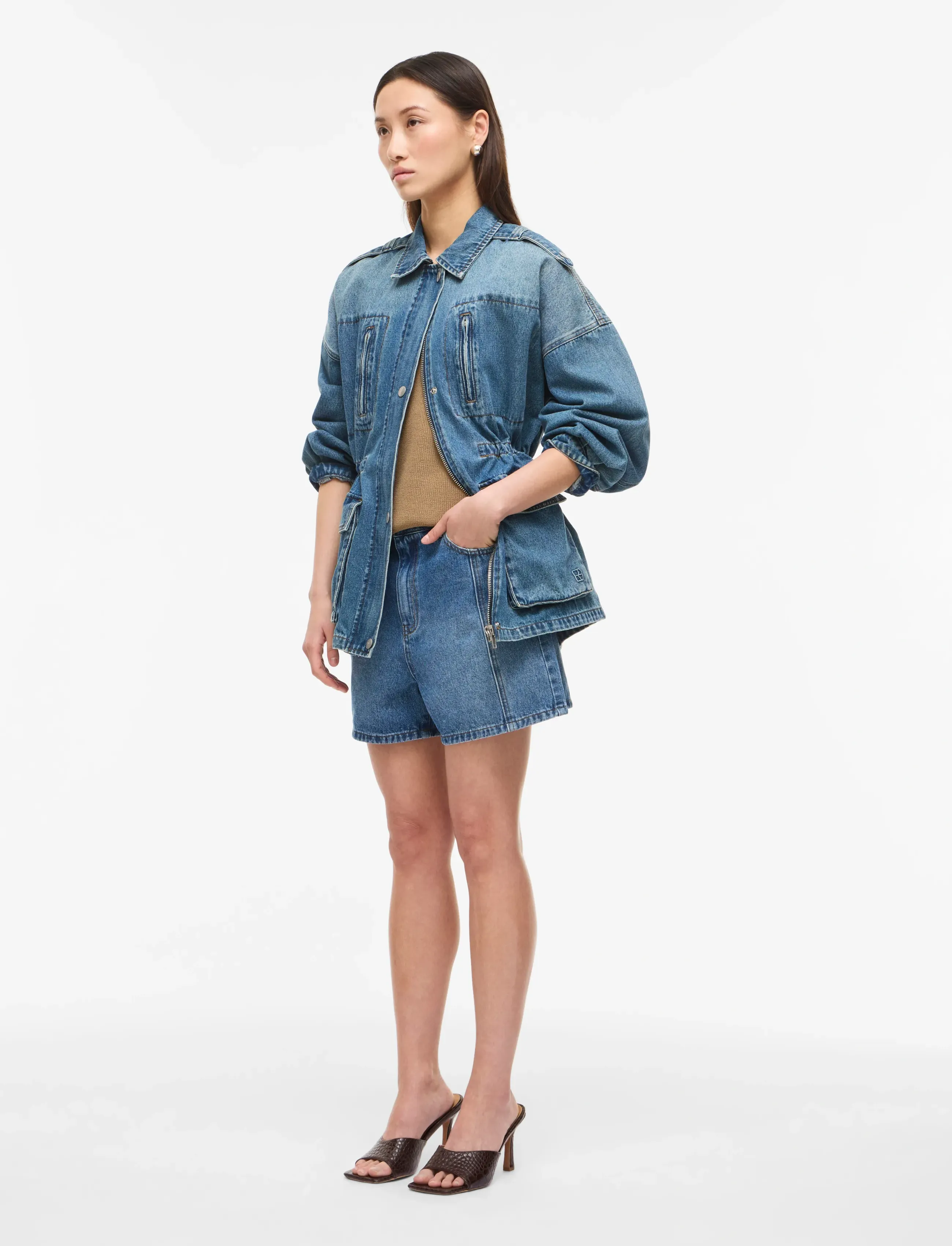 ROUGE EDIT - ROURAMONAS L/S DENIM JACKET/PF - vestes de printemps - dark medium blue denim - 4