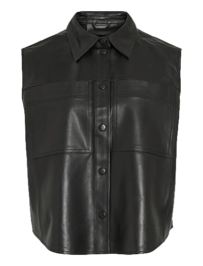 ROUGE EDIT ROUCARSON LEATHER VEST - Hversdagsleg Tíska - METEORITE / black
