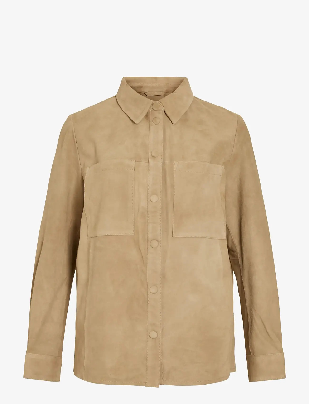 ROUGE EDIT - ROUDARLA L/S SUEDE SHIRT/PF - long-sleeved shirts - petrified oak - 1
