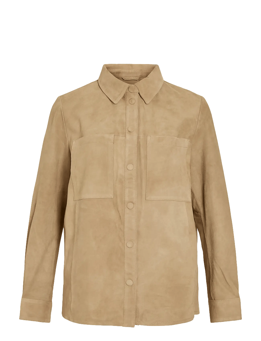 ROUGE EDIT - ROUDARLA L/S SUEDE SHIRT/PF - langärmlige hemden - petrified oak - 1