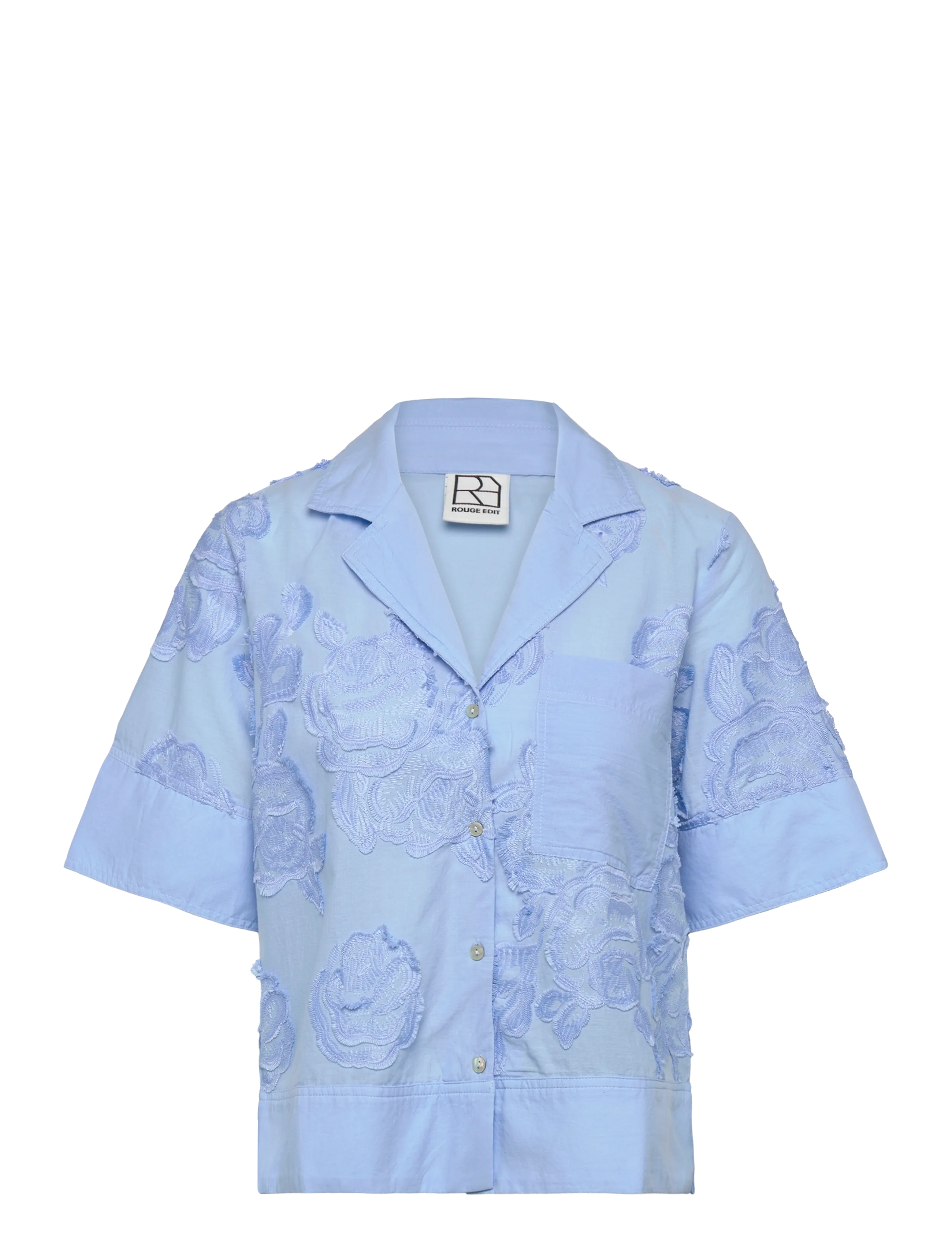 ROUGE EDIT Rouzoella 3/4 Resort Collar Shirt Blau - 42 - Damen