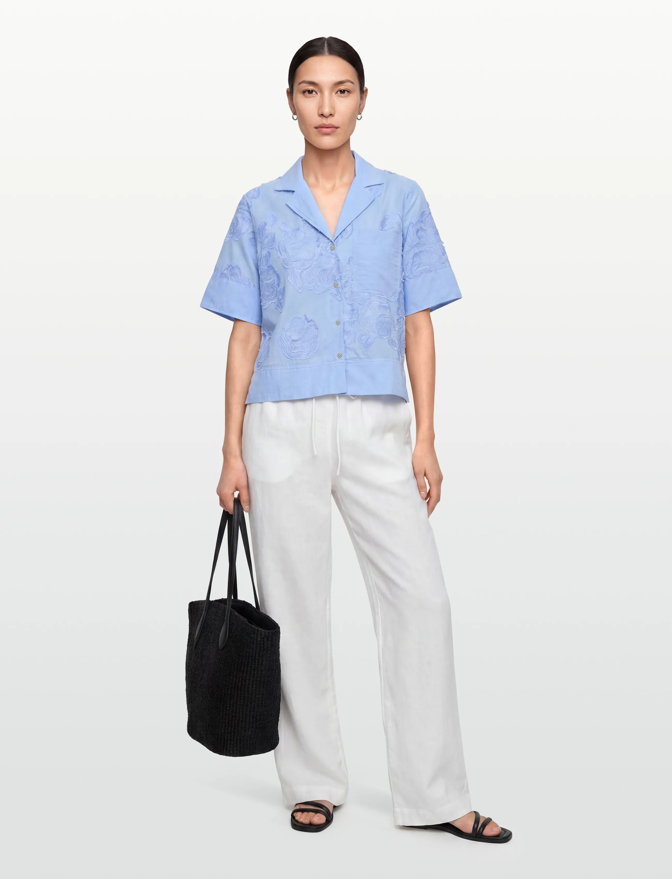 ROUGE EDIT ROUZOELLA 3/4 RESORT COLLAR SHIRT - Skjorter - OPEN AIR / blue