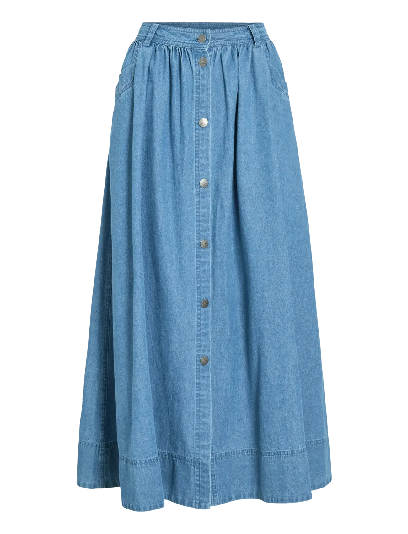 ROUGE EDIT ROUDELILA HW DENIM ANKLE SKIRT - ROUGE EDIT - LIGHT BLUE DENIM / blue