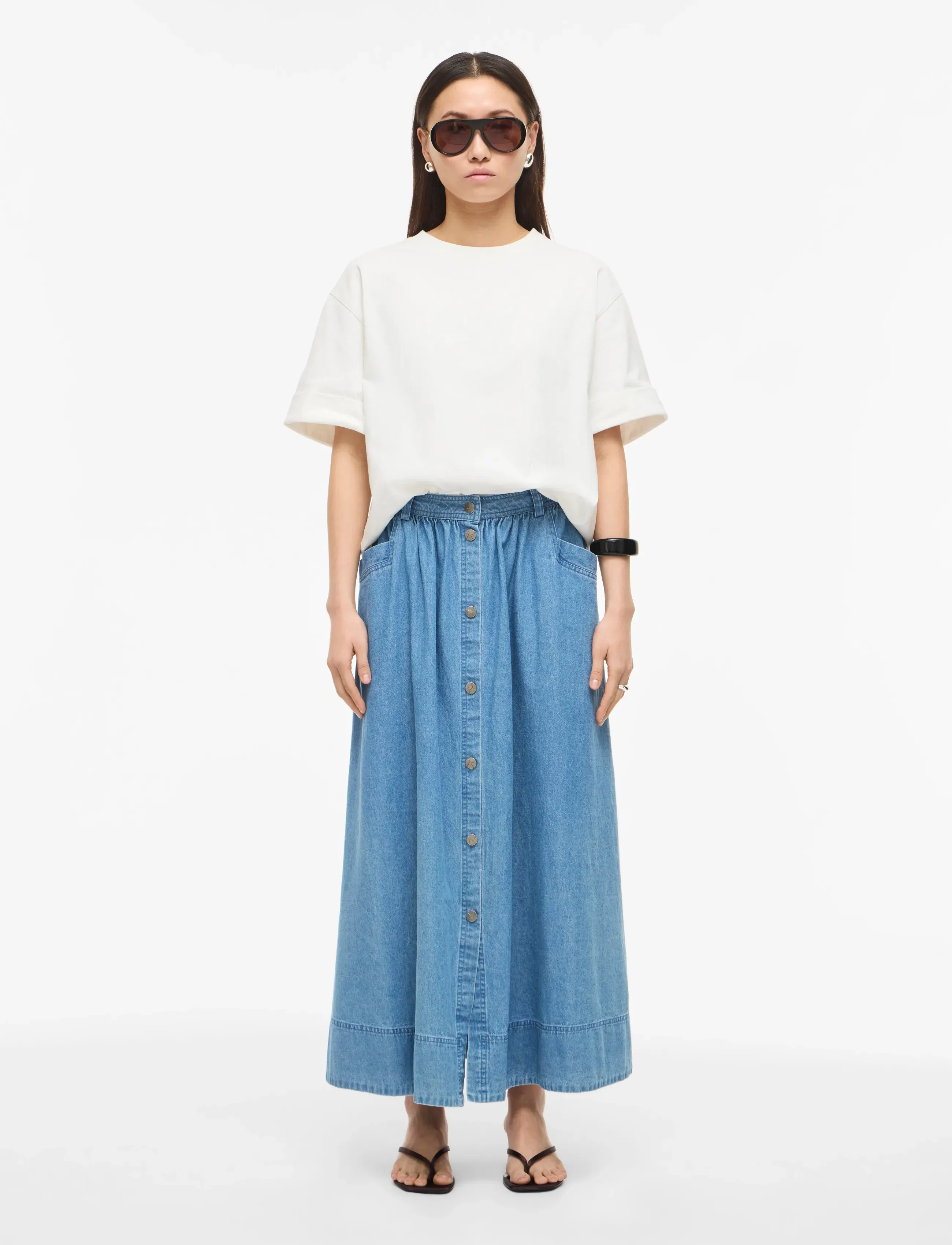 ROUGE EDIT - ROUDELILA HW DENIM ANKLE SKIRT - jeansröcke - light blue denim - 4
