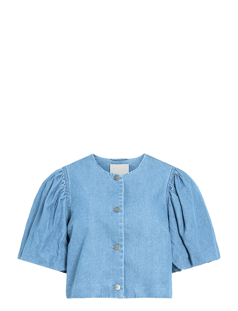 ROUGE EDIT - ROUDELILA 2/4 SHORT DENIM BLAZER - cropped-blazer - light blue denim - 1