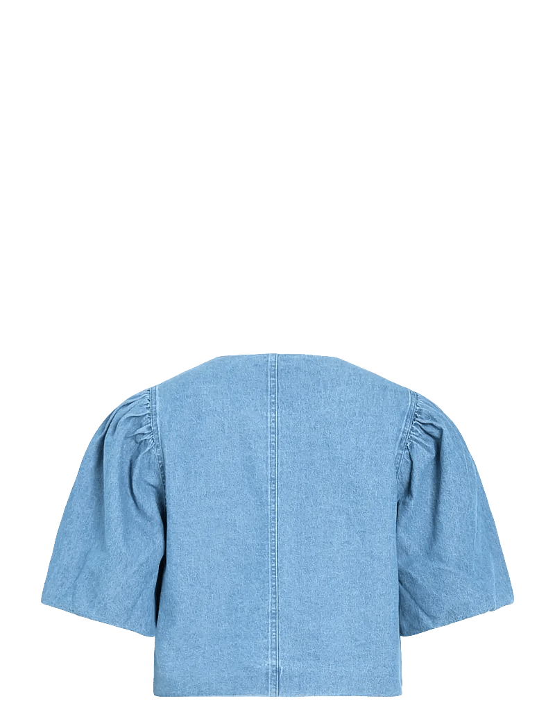 ROUGE EDIT - ROUDELILA 2/4 SHORT DENIM BLAZER - cropped-blazer - light blue denim - 2