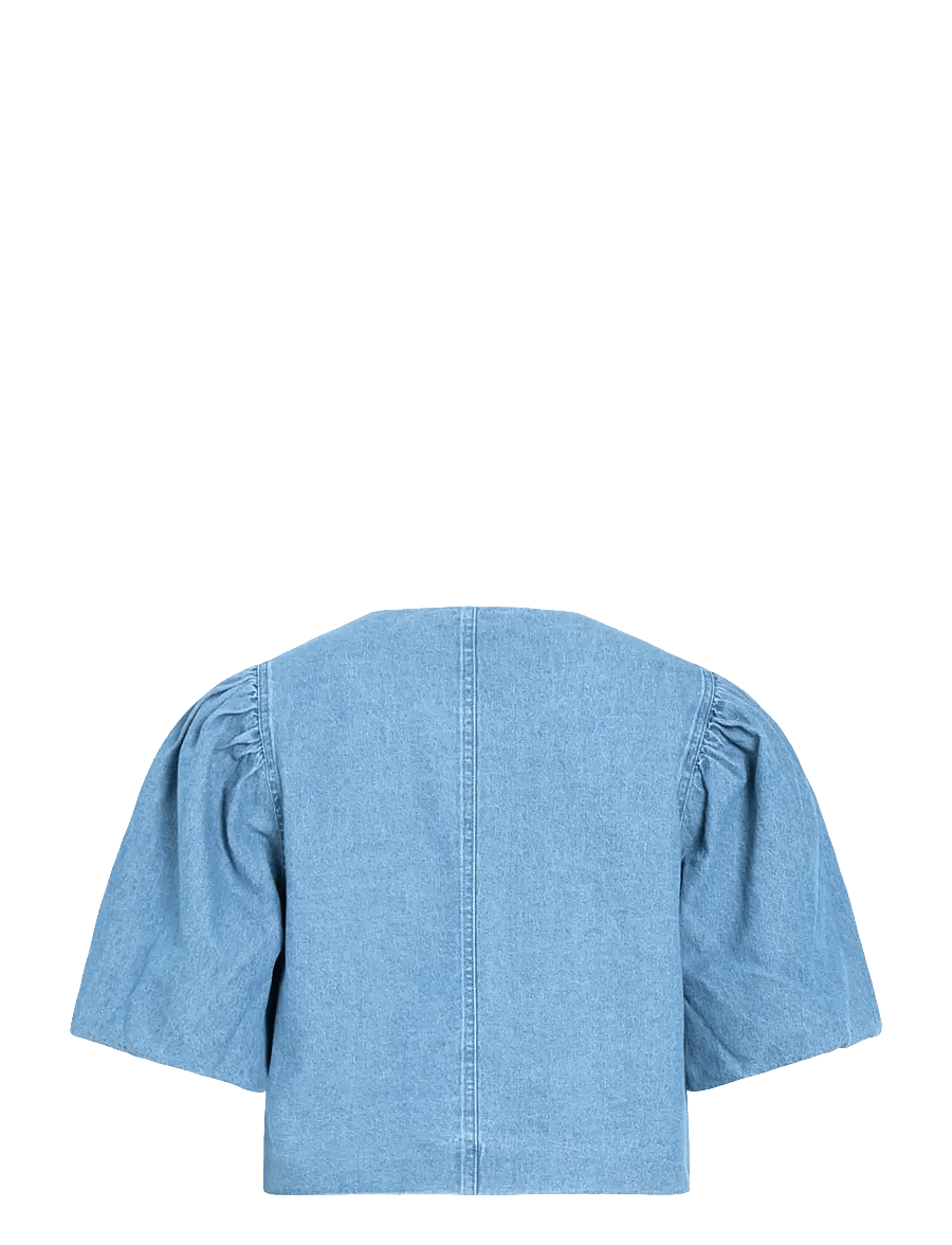 ROUGE EDIT - ROUDELILA 2/4 SHORT DENIM BLAZER - korta kavajer - light blue denim - 2