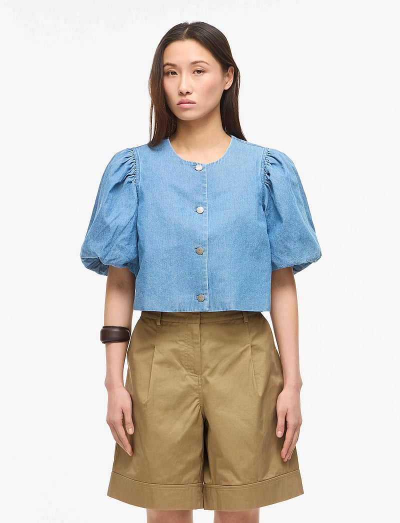 ROUGE EDIT - ROUDELILA 2/4 SHORT DENIM BLAZER - cropped-blazer - light blue denim - 0