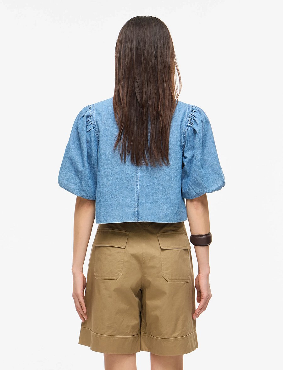 ROUGE EDIT - ROUDELILA 2/4 SHORT DENIM BLAZER - korta kavajer - light blue denim - 3