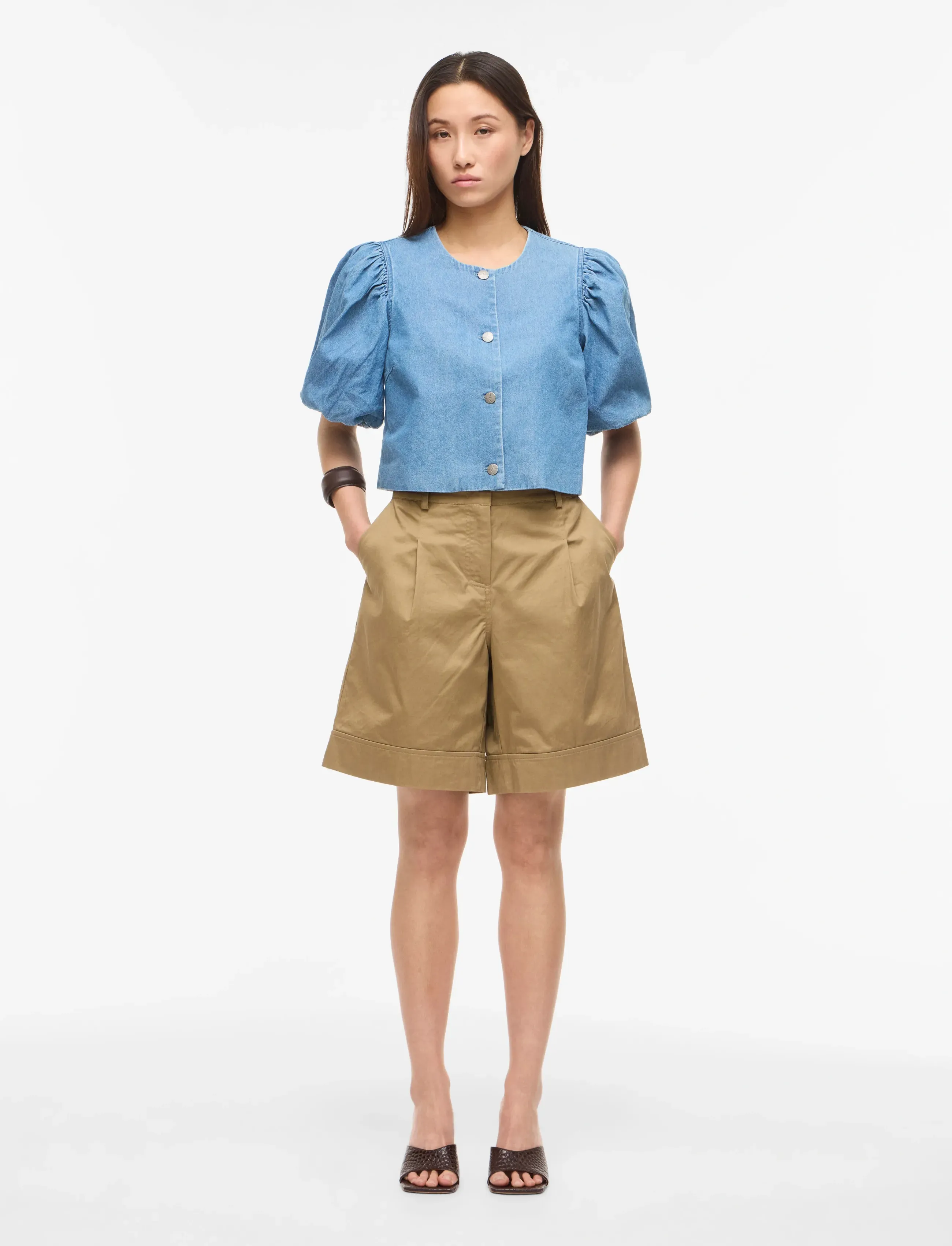 ROUGE EDIT - ROUDELILA 2/4 SHORT DENIM BLAZER - cropped blazers - light blue denim - 4