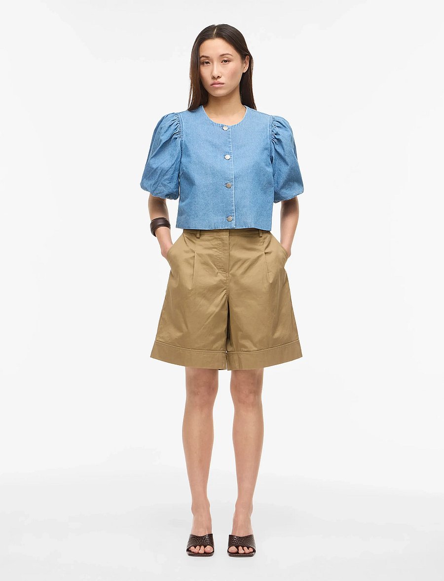 ROUGE EDIT - ROUDELILA 2/4 SHORT DENIM BLAZER - korta kavajer - light blue denim - 4