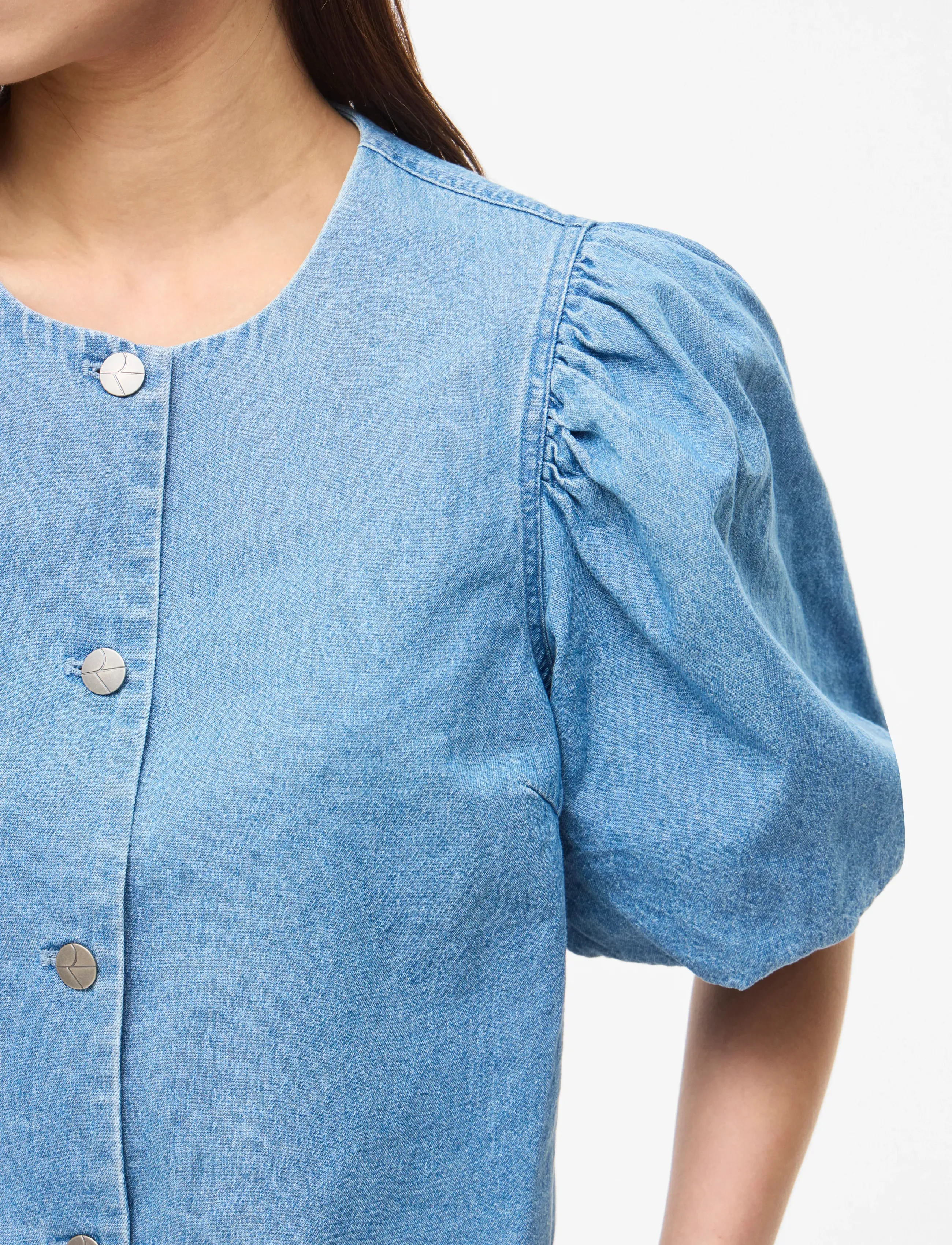 ROUGE EDIT - ROUDELILA 2/4 SHORT DENIM BLAZER - cropped blazers - light blue denim - 5