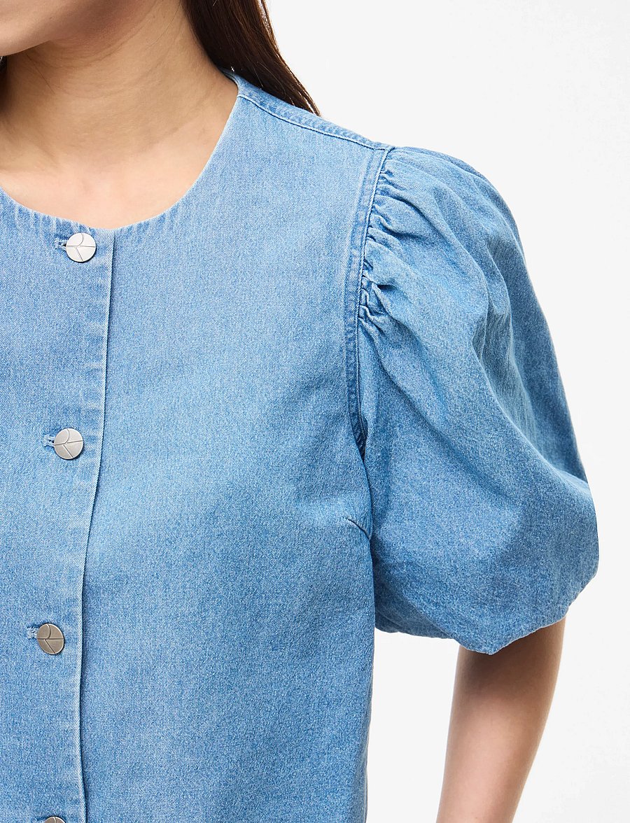 ROUGE EDIT - ROUDELILA 2/4 SHORT DENIM BLAZER - korta kavajer - light blue denim - 5