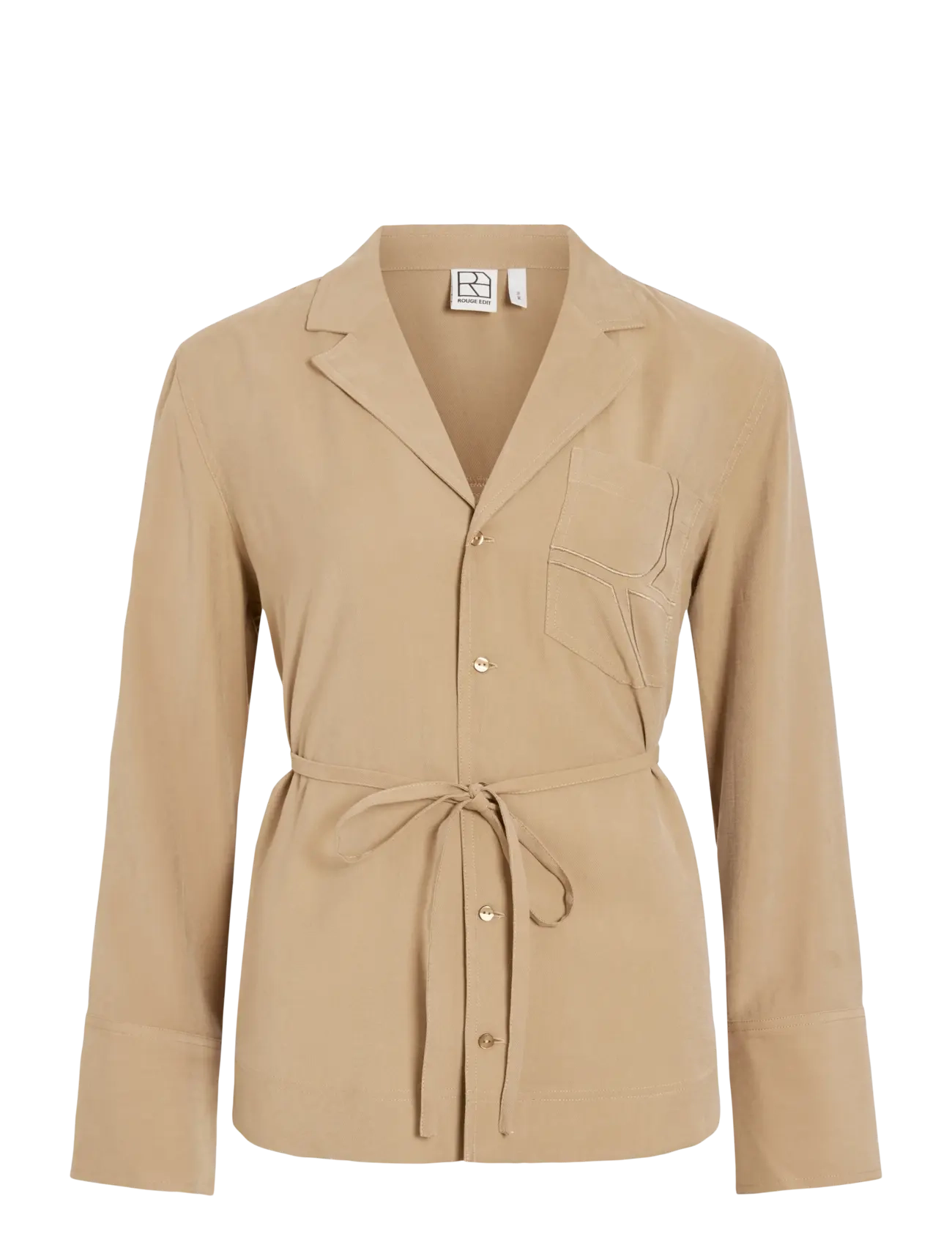 ROUGE EDIT ROUMELIA L/S OVERSIZED SHIRT - ROUGE EDIT - PETRIFIED OAK / beige