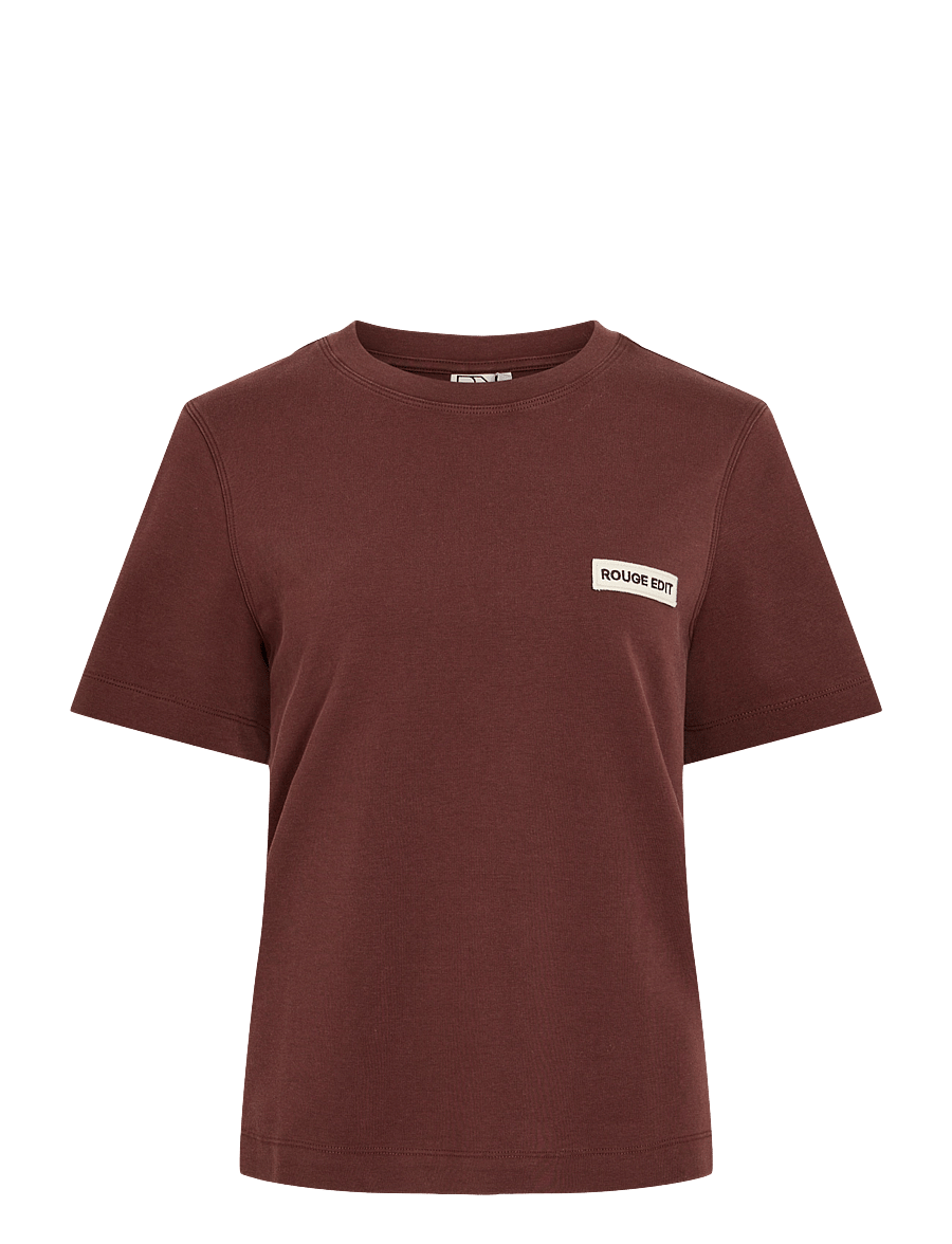 ROUGE EDIT - ROUSARAS S/S O-NECK TEE/PF/1 - t-shirts - bitter chocolate - 0