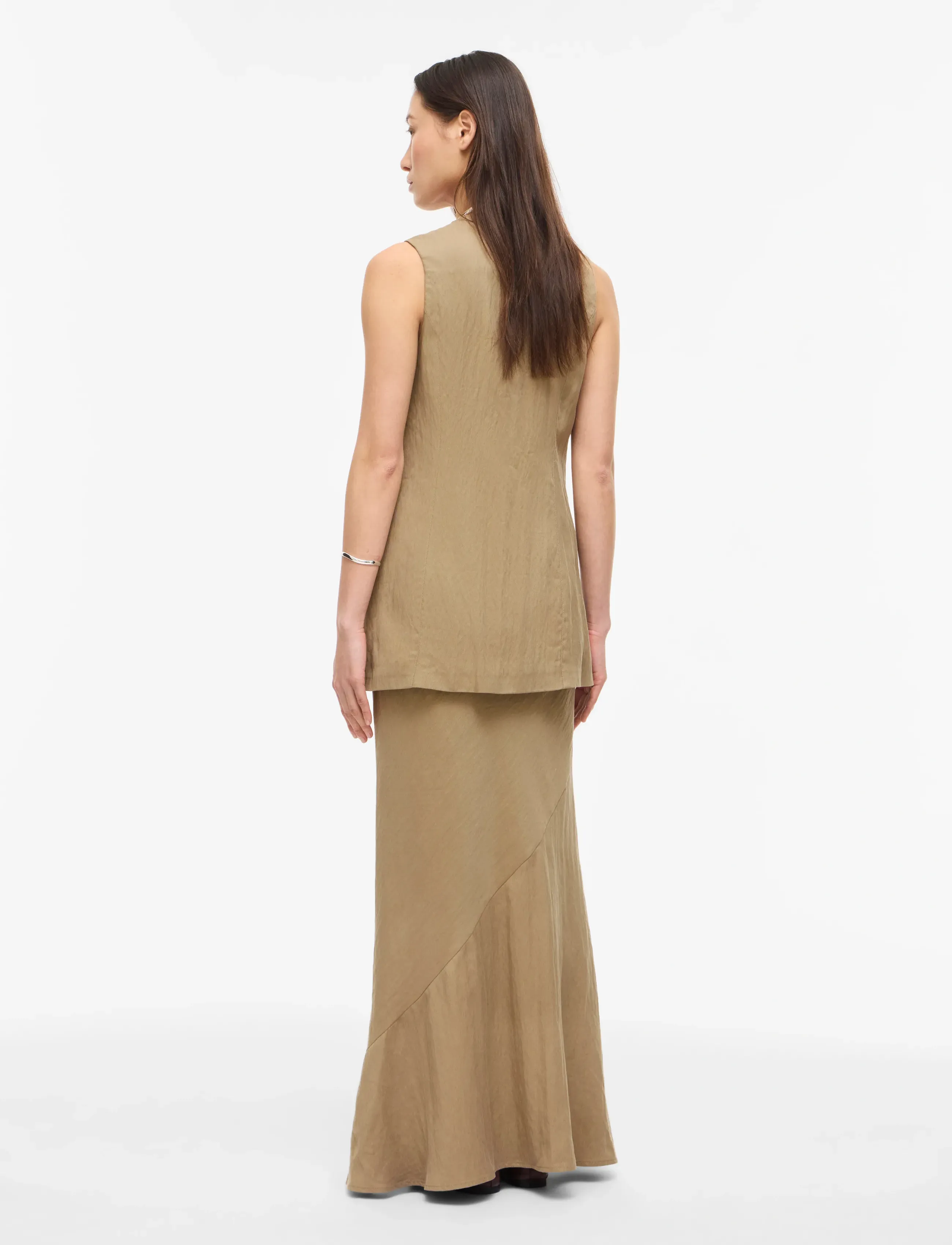 ROUGE EDIT ROUETIENNE HW MAXI SKIRT - Maxi nederdele - PETRIFIED OAK / beige