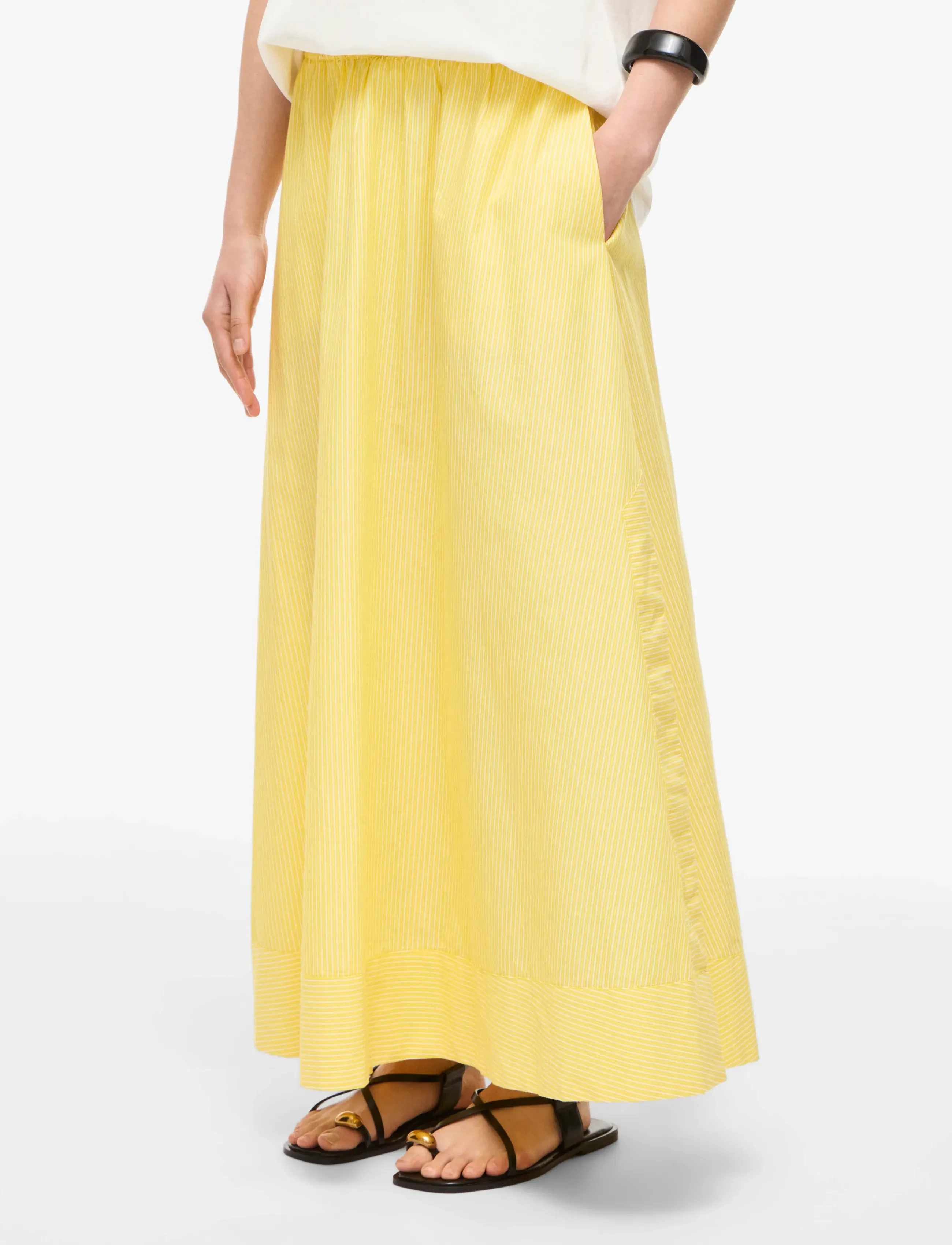 ROUGE EDIT ROULINNE HW STRIPE ANKLE SKIRT - Nederdele - FREESIA / yellow