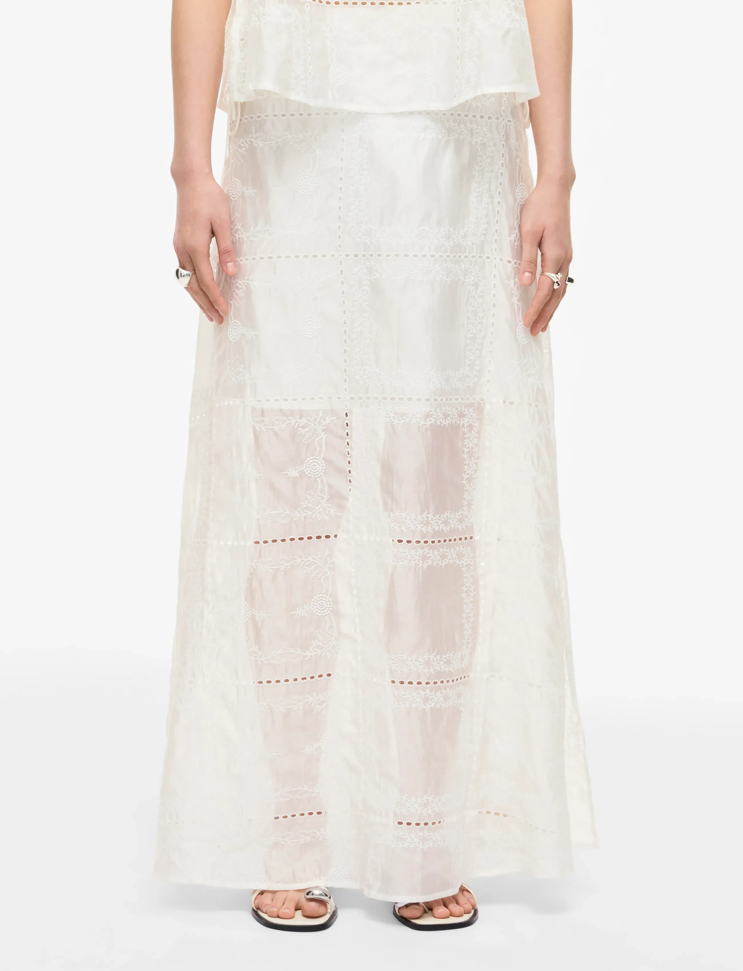 ROUGE EDIT ROULUCA HW MIDI SKIRT/PF - Seelikud - CLOUD DANCER / cream