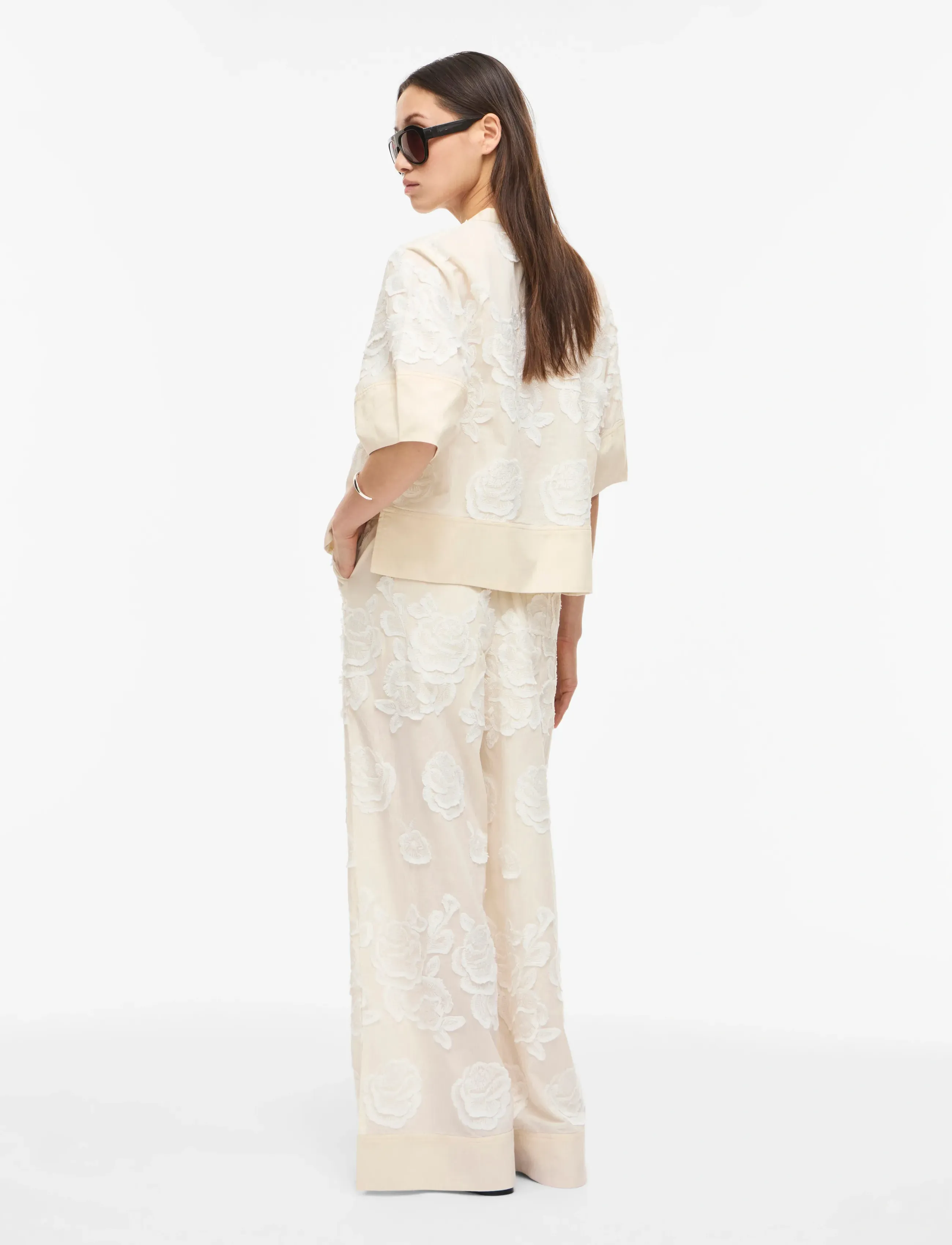 ROUGE EDIT ROUZOELLA HW WF F/L TROUSER - Kampagne - BIRCH / cream