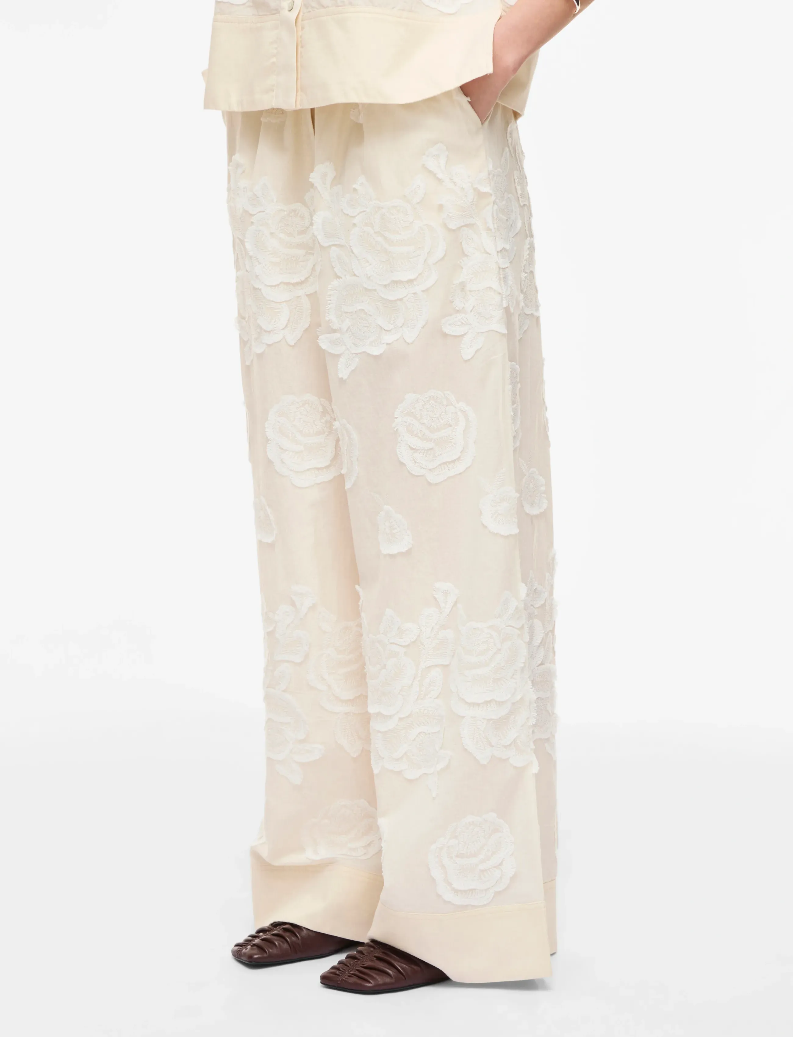 ROUGE EDIT - ROUZOELLA HW WF F/L TROUSER - bukser med brede ben - birch - 3