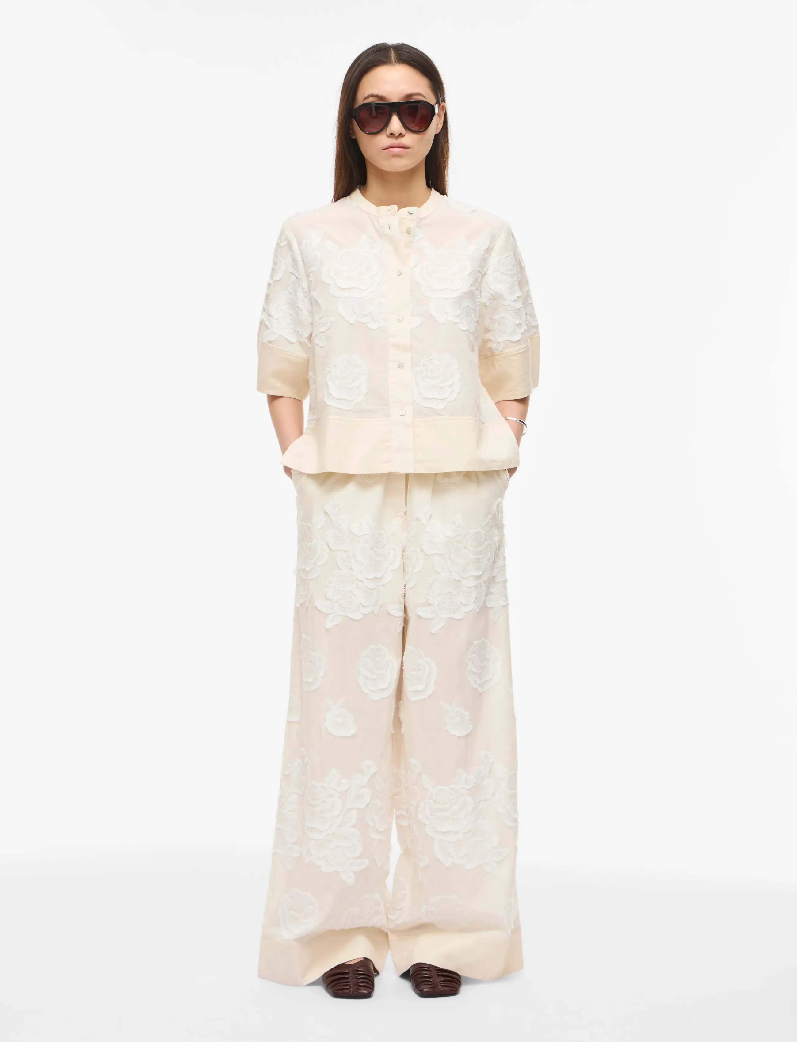 ROUGE EDIT - ROUZOELLA HW WF F/L TROUSER - bukser med brede ben - birch - 4