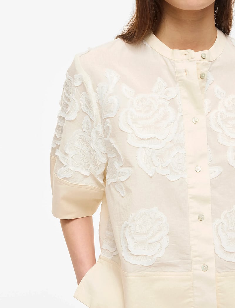 ROUGE EDIT - ROUZOELLA 2/4 O-NECK TOP - kurzämlige blusen - birch - 5