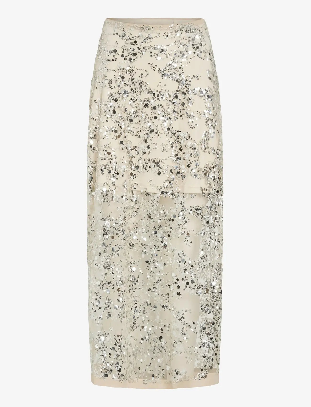 ROUGE EDIT - ROULEONA HW ANKLE SKIRT - sequin skirts - silver - 1