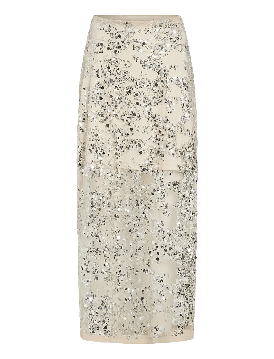 ROUGE EDIT - ROULEONA HW ANKLE SKIRT - pailletten-röcke - silver - 1