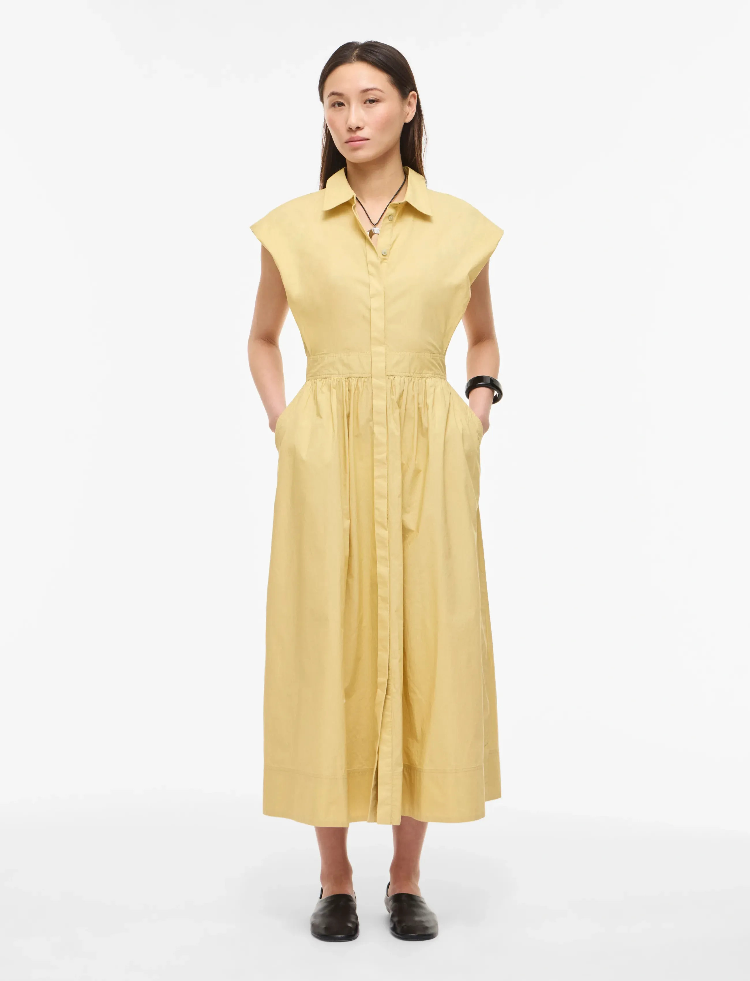 ROUGE EDIT ROUASHER S/S MIDI DRESS - Skjortekjoler - SILVER FERN / yellow