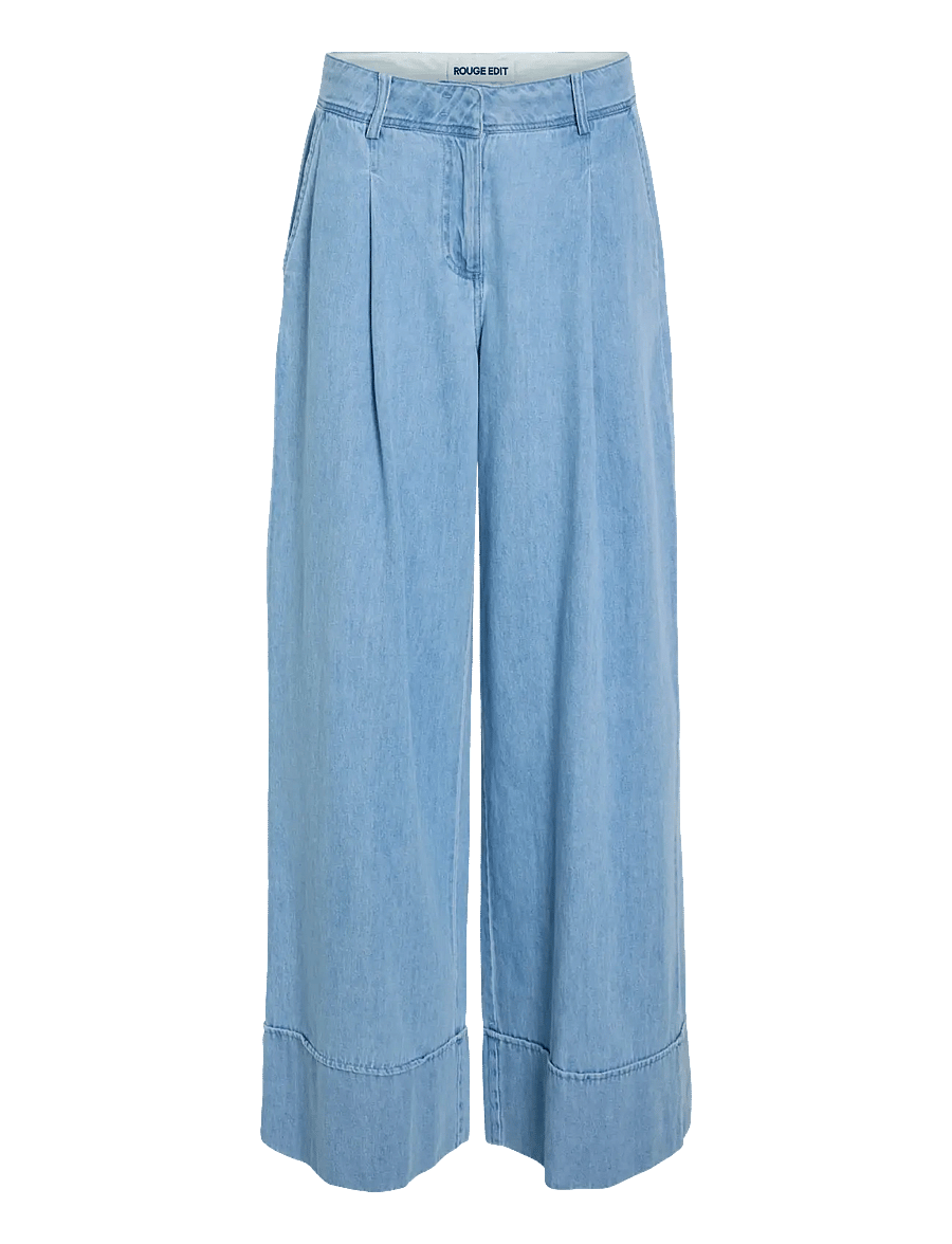 ROUGE EDIT - ROUFRANCIE MAE RW WF F/L TROUSER/1 - hosen mit weitem bein - light blue denim - 1