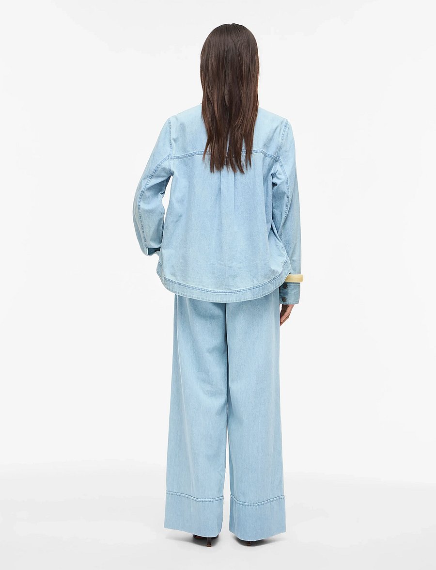 ROUGE EDIT - ROUFRANCIE MAE RW WF F/L TROUSER/1 - hosen mit weitem bein - light blue denim - 0
