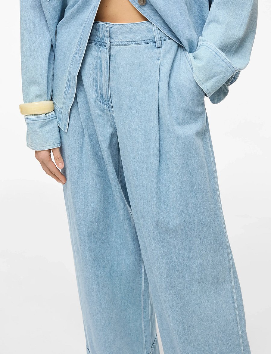 ROUGE EDIT - ROUFRANCIE MAE RW WF F/L TROUSER/1 - hosen mit weitem bein - light blue denim - 4