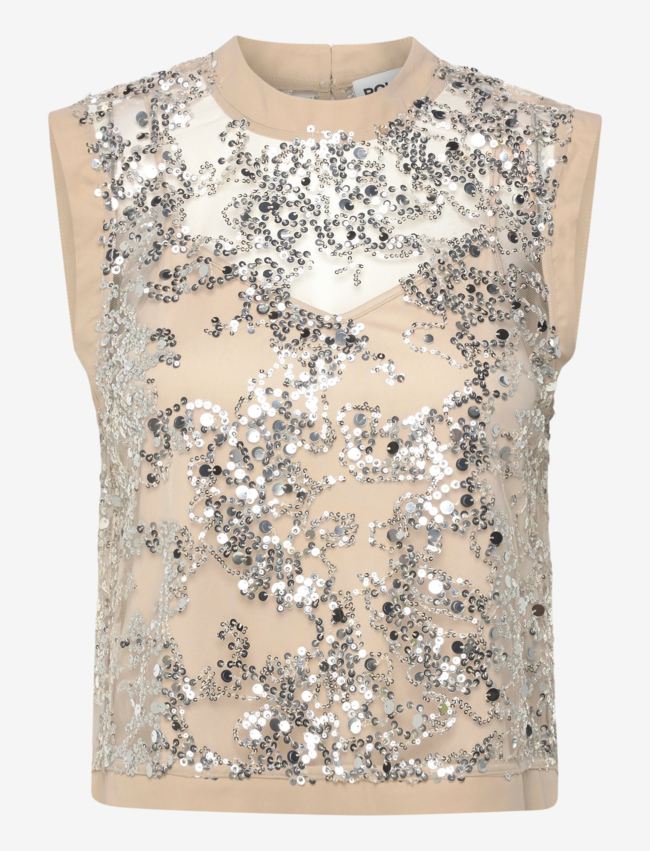 ROUGE EDIT - ROULEONA S/L O-NECK TOP - sleeveless blouses - silver - 0