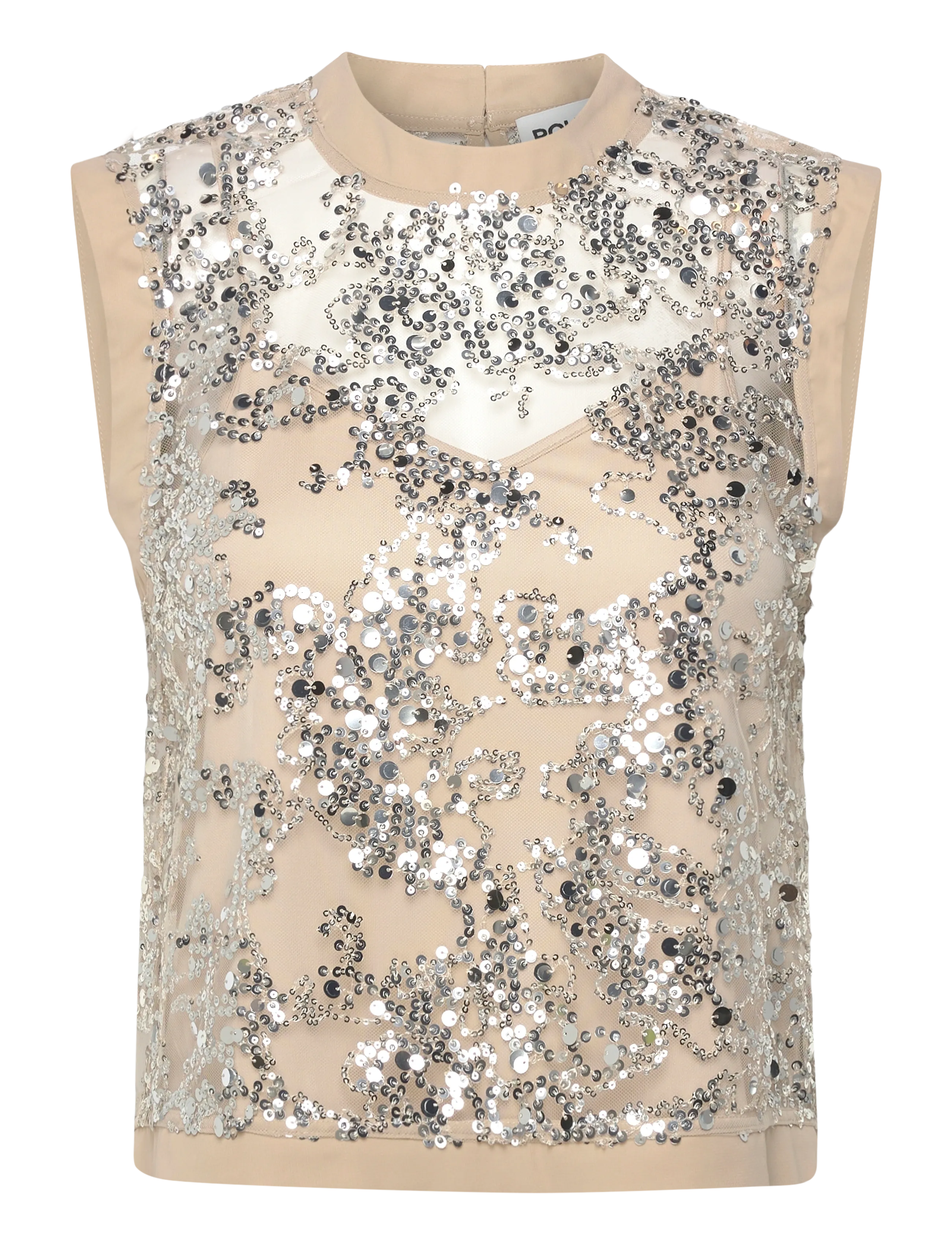 ROUGE EDIT ROULEONA S/L O-NECK TOP - Clothing - SILVER / cream