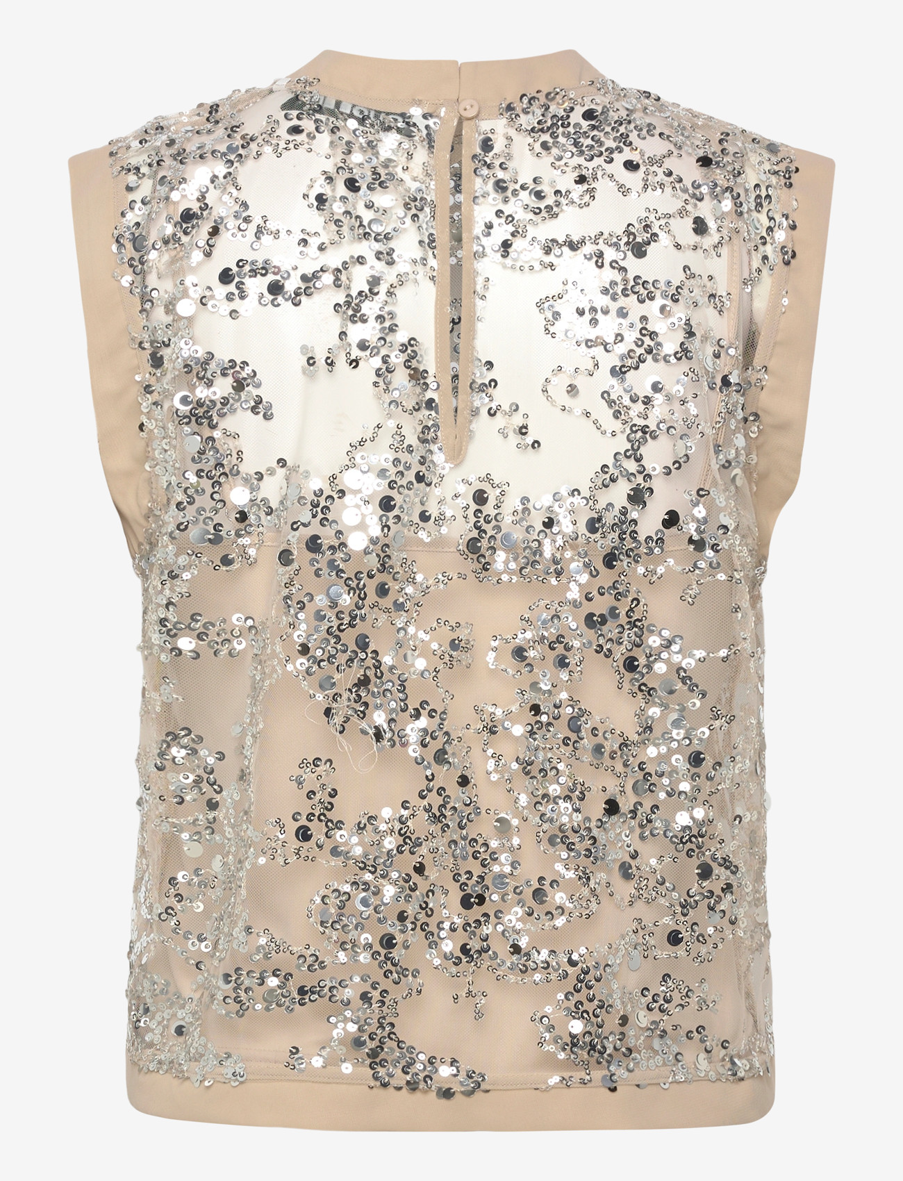 ROUGE EDIT - ROULEONA S/L O-NECK TOP - sleeveless blouses - silver - 1