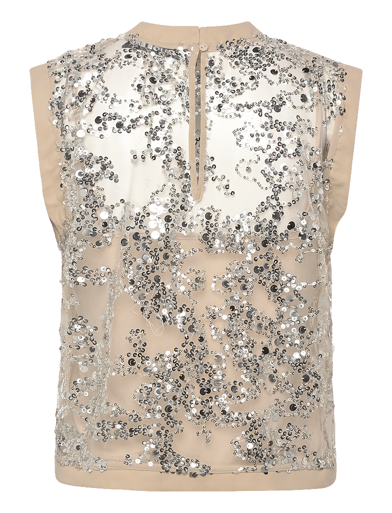 ROUGE EDIT - ROULEONA S/L O-NECK TOP - sleeveless blouses - silver - 1