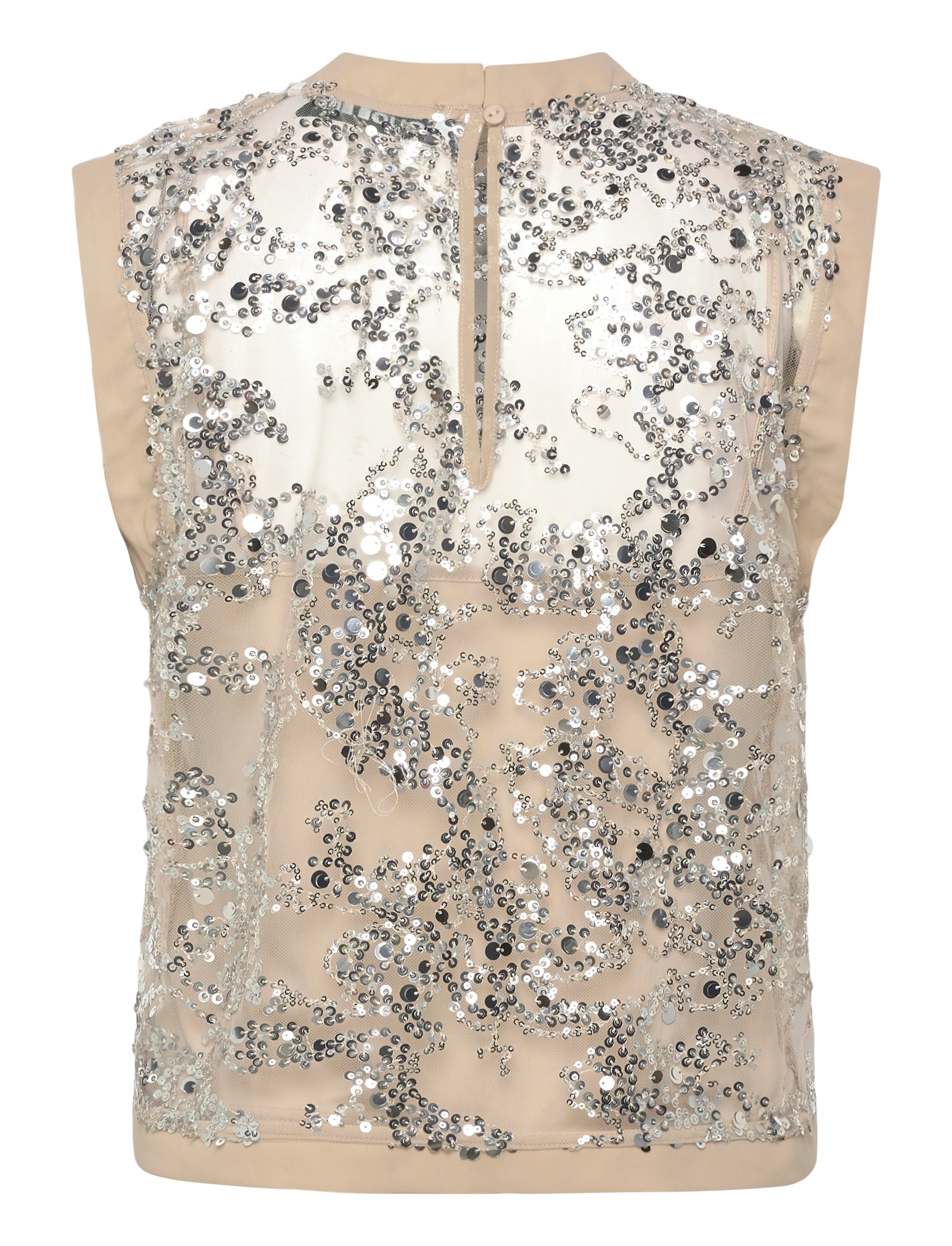 ROUGE EDIT - ROULEONA S/L O-NECK TOP - sleeveless blouses - silver - 1