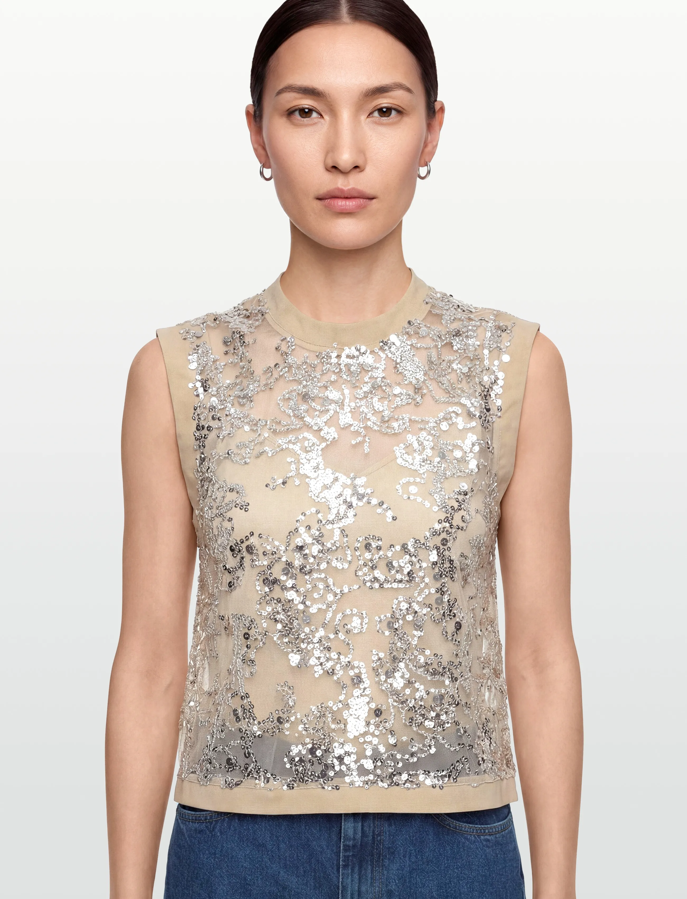 ROUGE EDIT - ROULEONA S/L O-NECK TOP - Ärmellose blusen - silver - 4