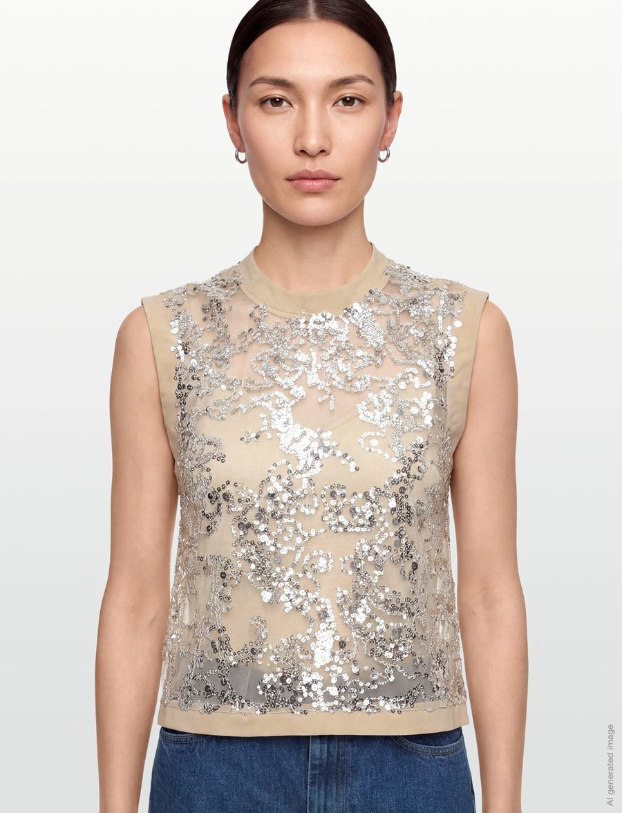 ROUGE EDIT - ROULEONA S/L O-NECK TOP - Ärmellose blusen - silver - 4